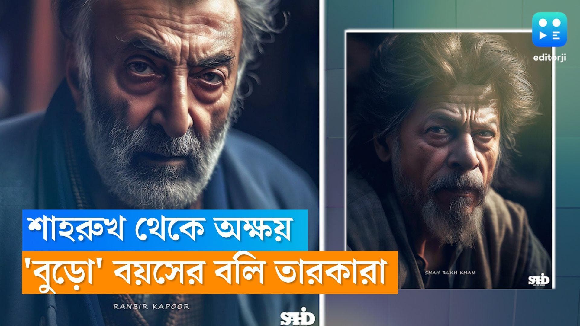 AI Pictures-Bollywood: কৃত্তিম বুদ্ধিমত্তার কল্পনায় বুড়ো বয়সে কেমন দেখাবে শাহরুখ, হৃত্বিকদের? 