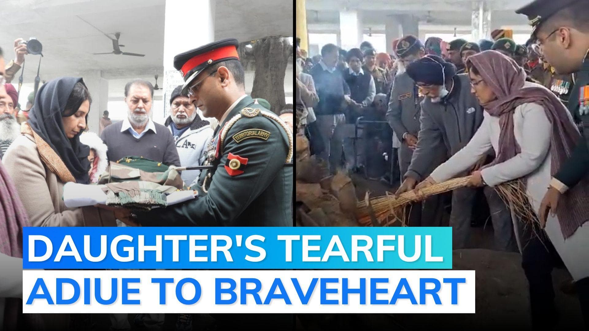 Teenage daughter Guneet Kaur lights pyre of Lt Col Karanbir Singh