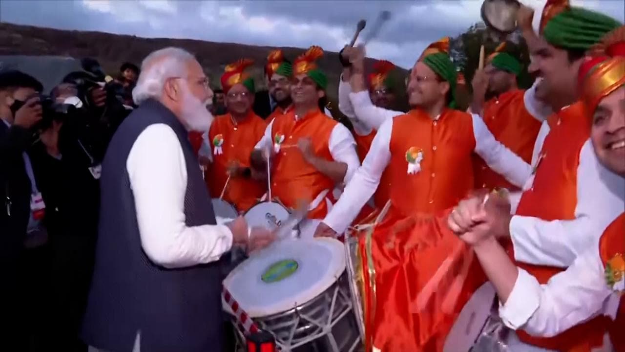 Watch: PM Narendra Modi plays drums before heading home from Glasgow