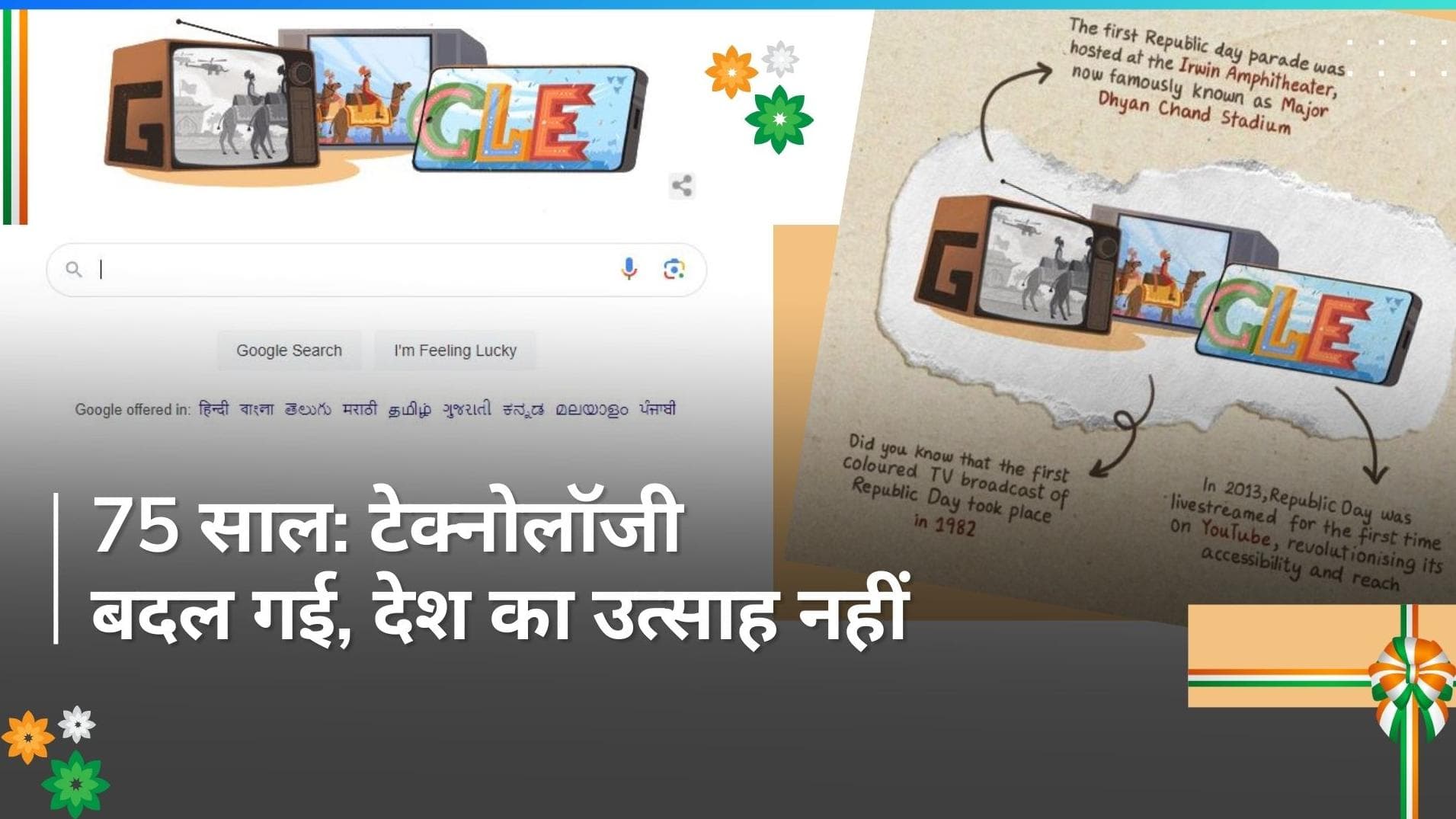 Google Doodle: गूगल ने 75वें गणतंत्र दिवस पर बनाया अनोखा डूडल, देश की टेक्नोलॉजी के विकास को दर्शाया