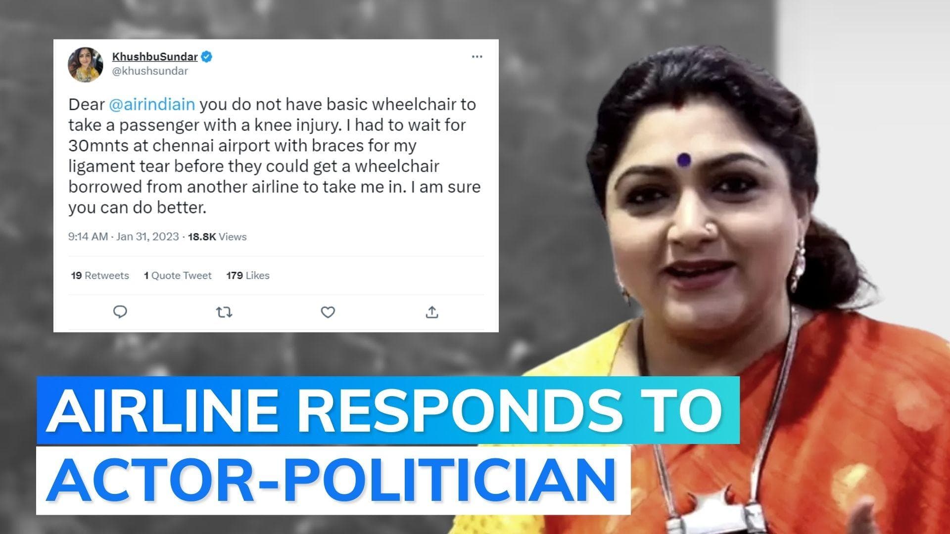 'No basic wheelchair to take passenger': BJP leader Khushbu Sundar slams Air India