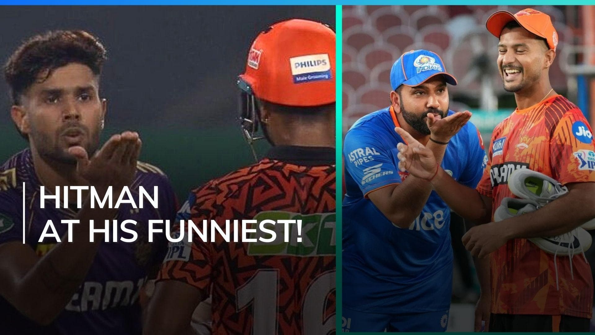 Rohit Sharma teases Mayank Agarwal with flying kiss after KKR's Harshit Rana gave SRH opener a send off