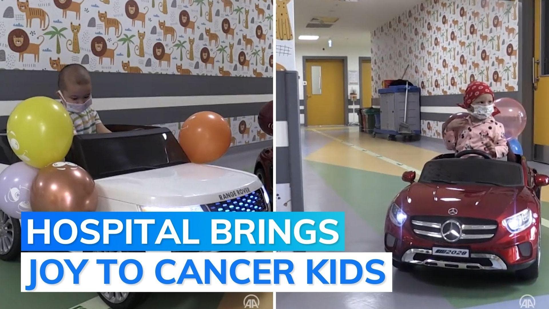 Watch: kids drive to cancer treatment ward in toy cars at Turkish hospital 
