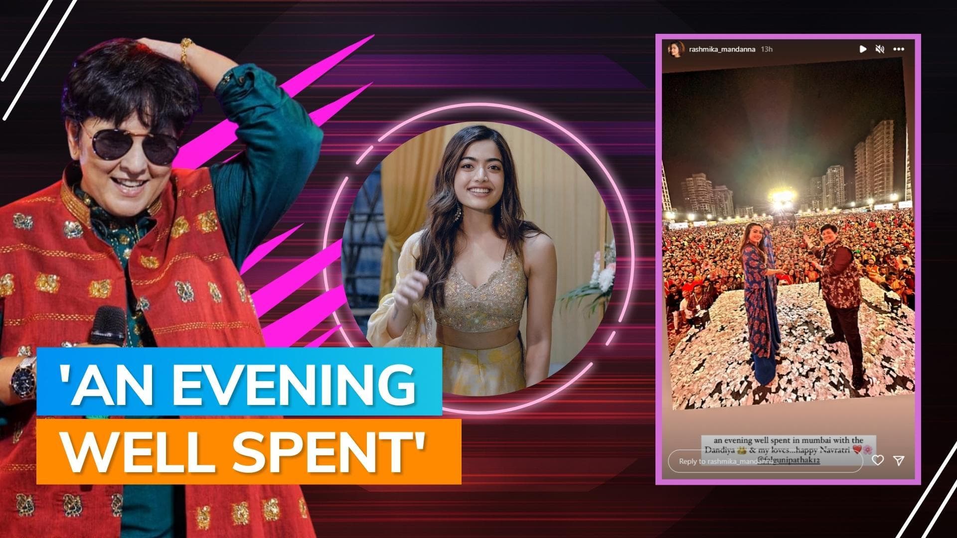 Rashmika Mandanna celebrates Navratri in Mumbai with Dandiya queen Falguni Pathak