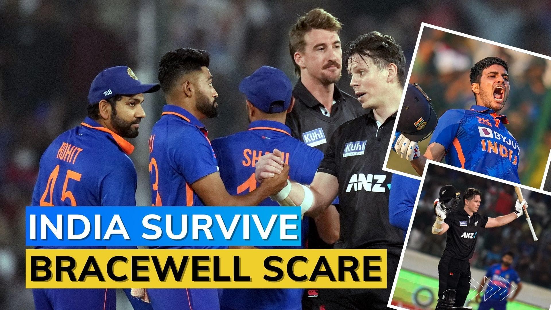 IND vs NZ, 1st ODI: India take 1-0 lead despite stunning Bracewell hundred