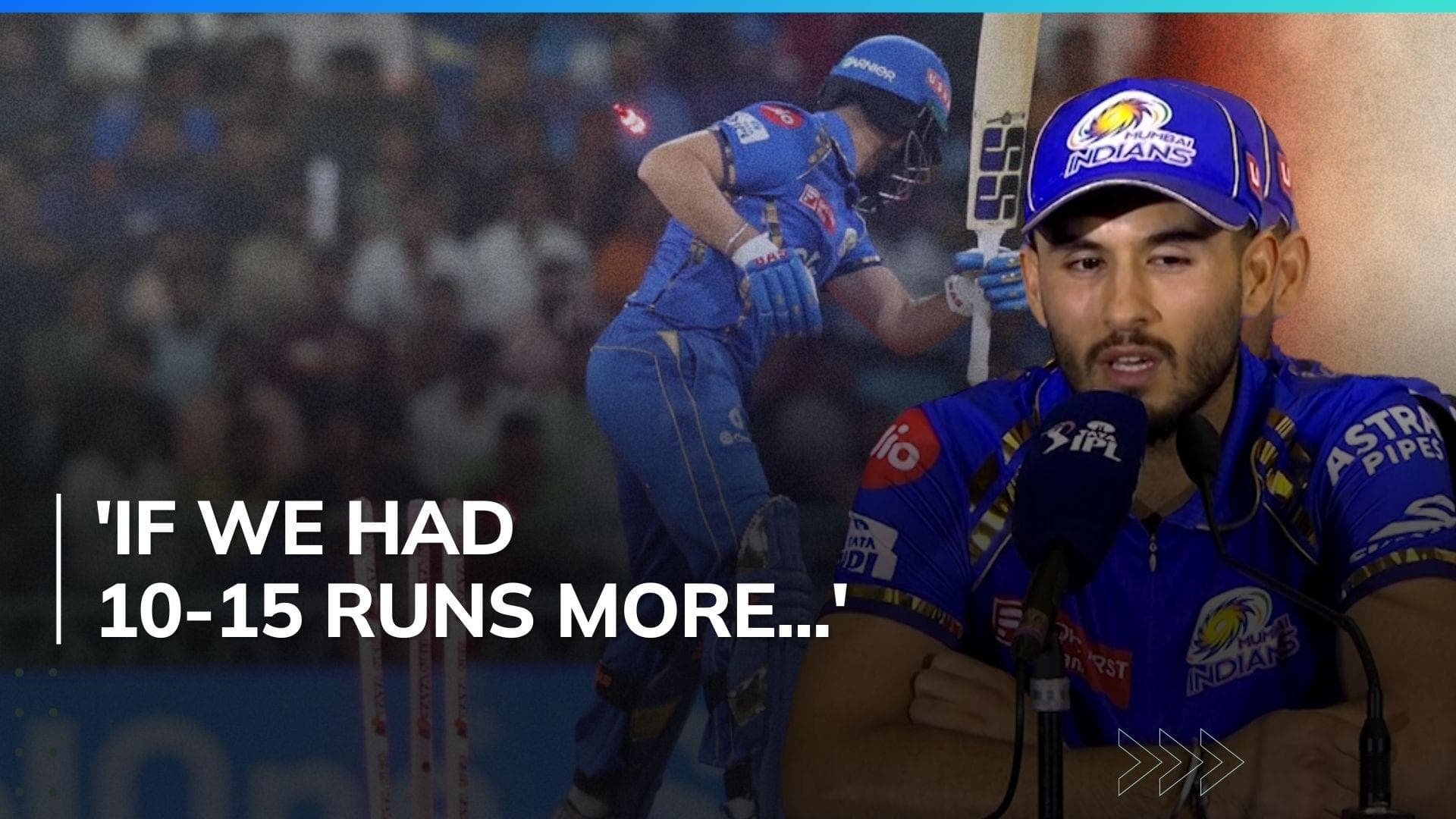 Watch: MI's Nehal Wadhera admits team fell short by 10-15 runs vs LSG | IPL