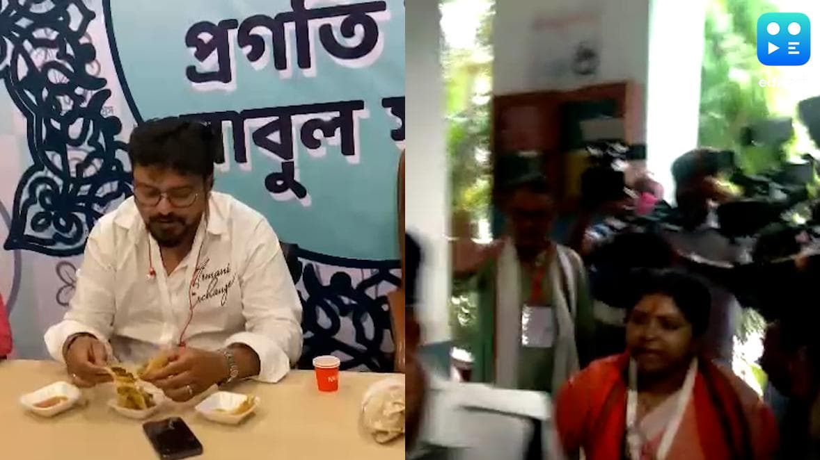 Babul vs Keya : মন দিয়ে সিঙাড়া খাচ্ছেন বাবুল, পুলিশ ধরছেন কেয়া, বালিগঞ্জে ভোটের ছবি