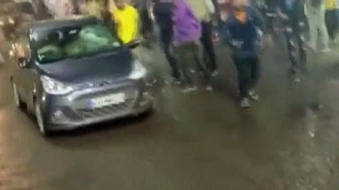 On camera: four hurt as speeding car rams into Durga procession in Bhopal