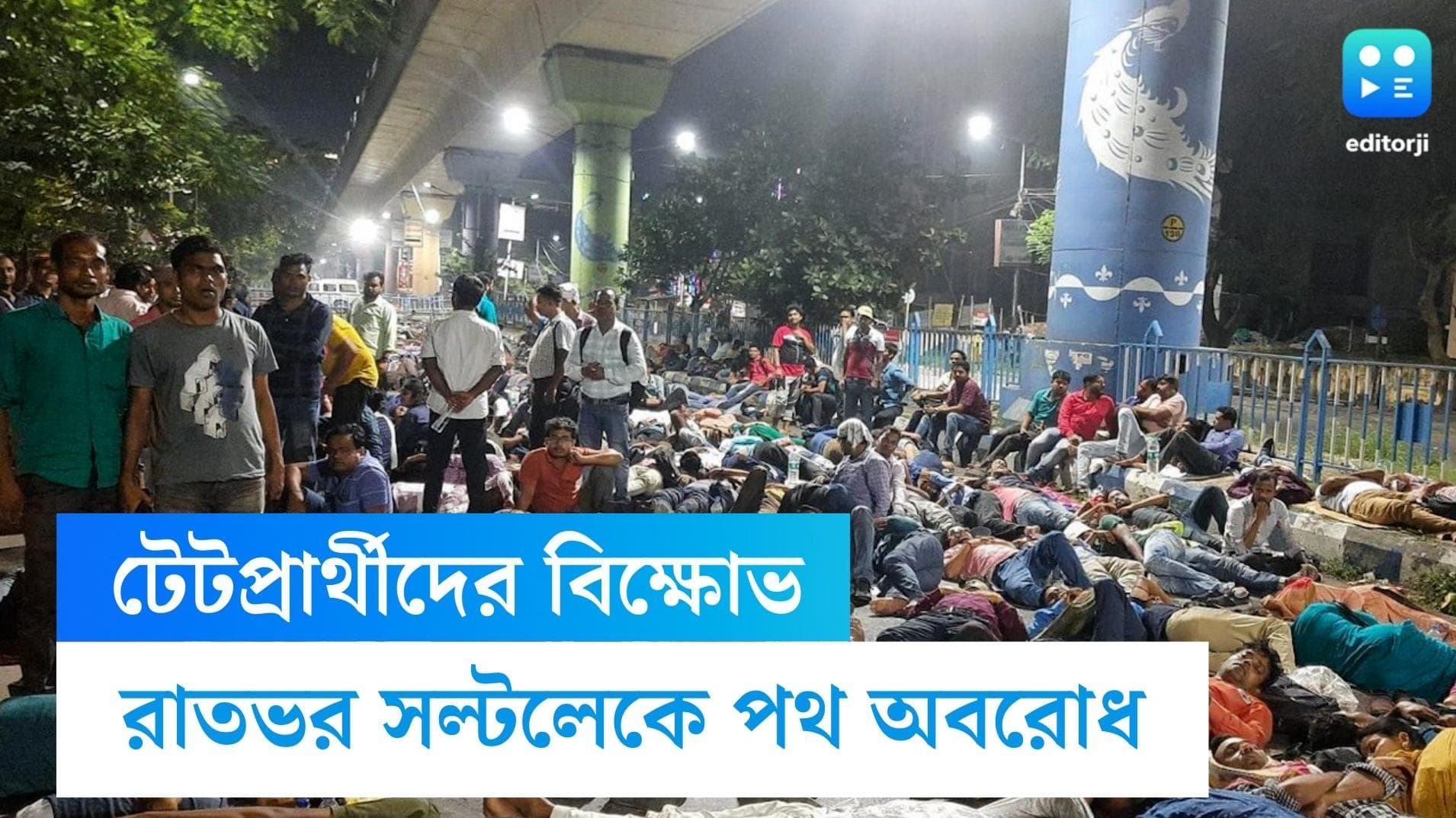 TET candidates protest: সল্টলেকে রাতভর পথ অবরোধ চাকরিপ্রার্থীদের