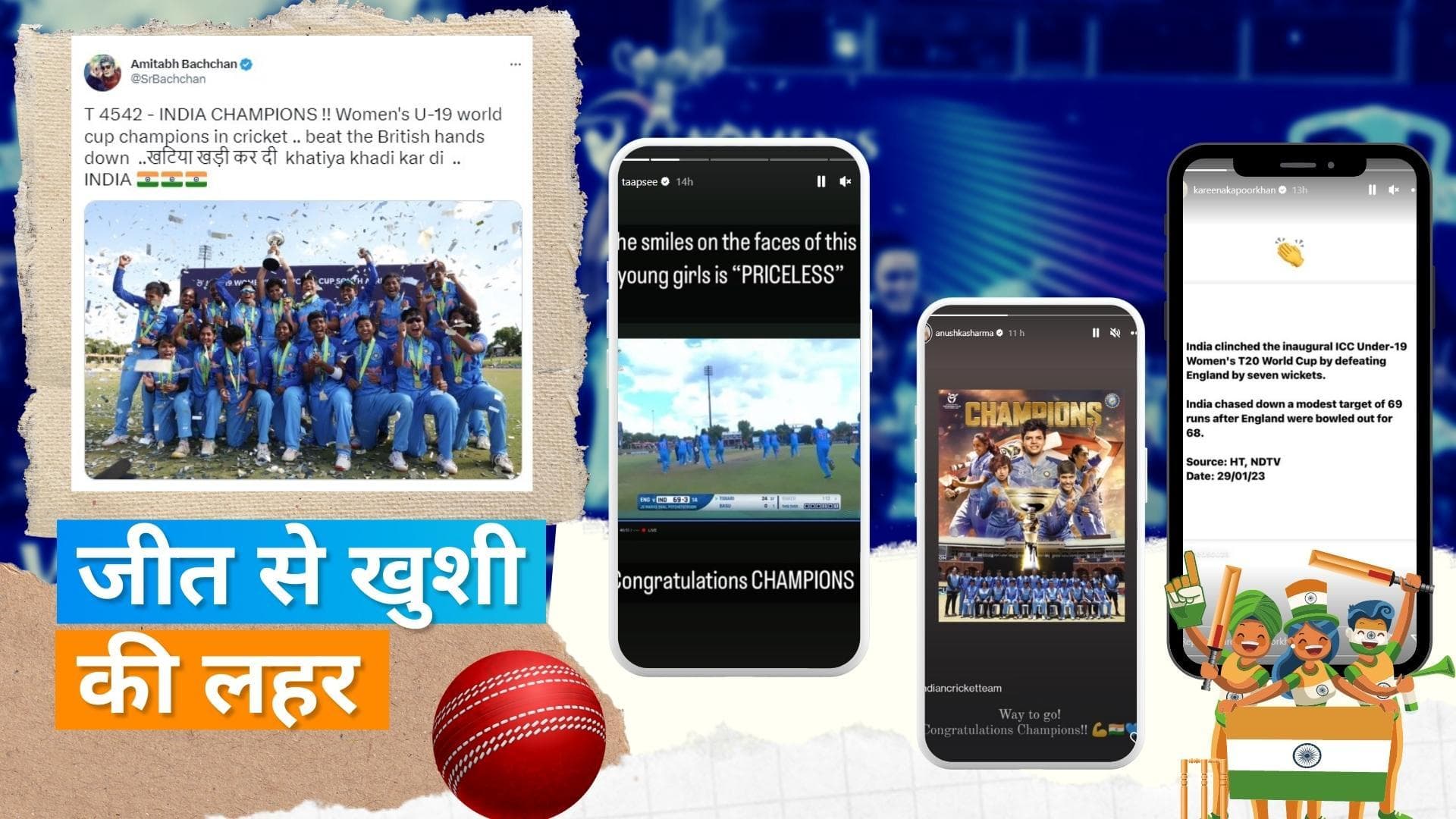 Women's U19 T20 World Cup की जीत का जश्न, Kareena Kapoor और Anushka  समेत सेलेब्स ने दी बधाई