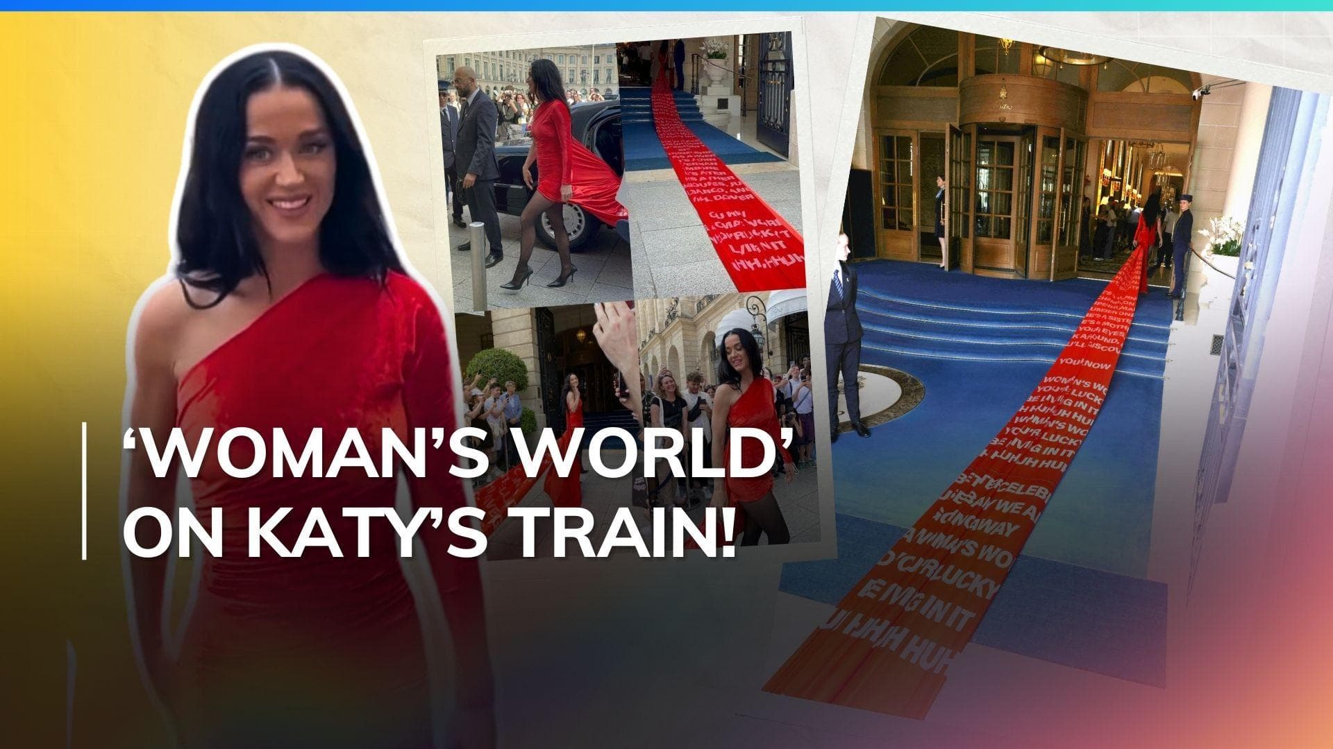 Katy Perry adds a personal touch to her ensemble with her never ending 500 -feet long train, have a look