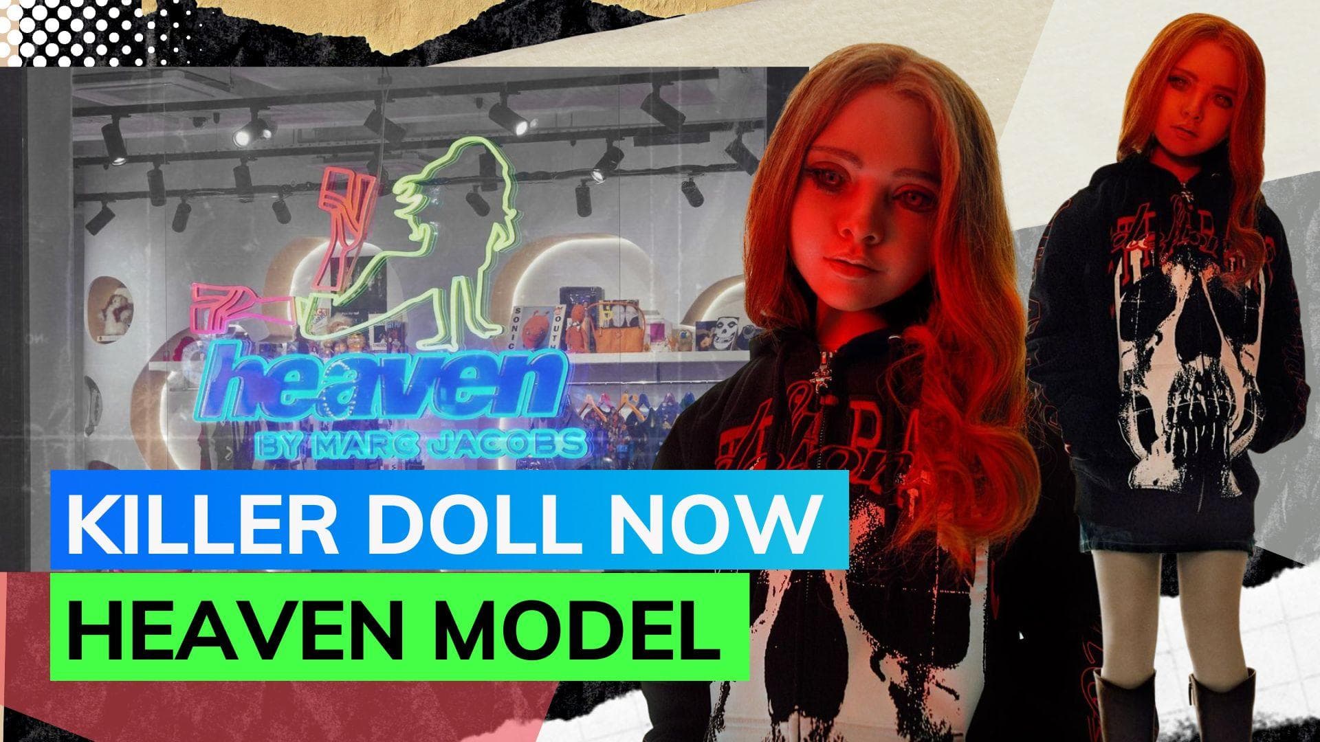M3GAN the killer AI doll models for Marc Jacobs' Heaven