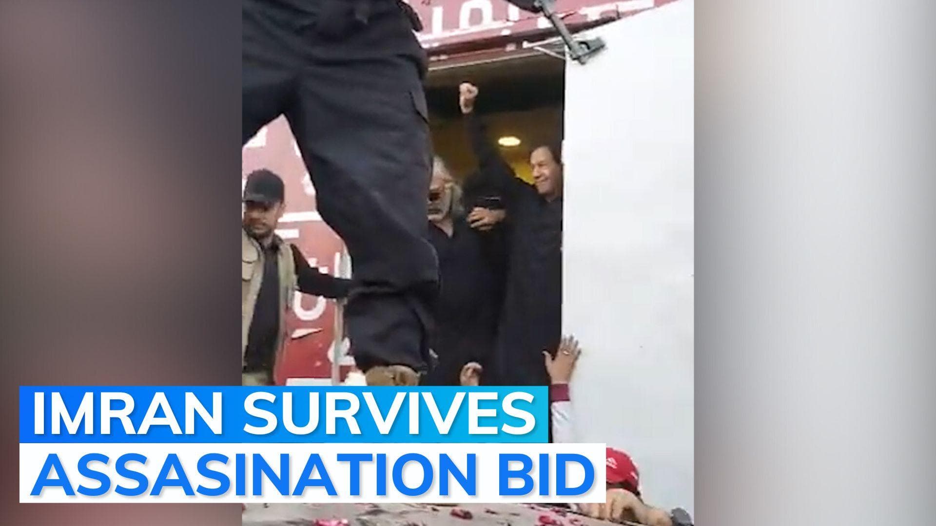 Video: wounded Imran Khan waves to supporters after assassination bid