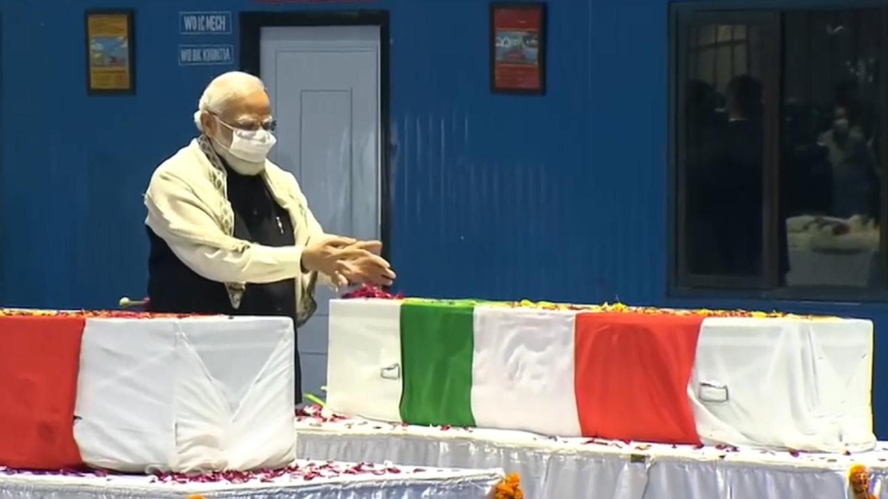 PM Modi, Rajnath pay tributes to CDS Gen Rawat, others at Palam Airport