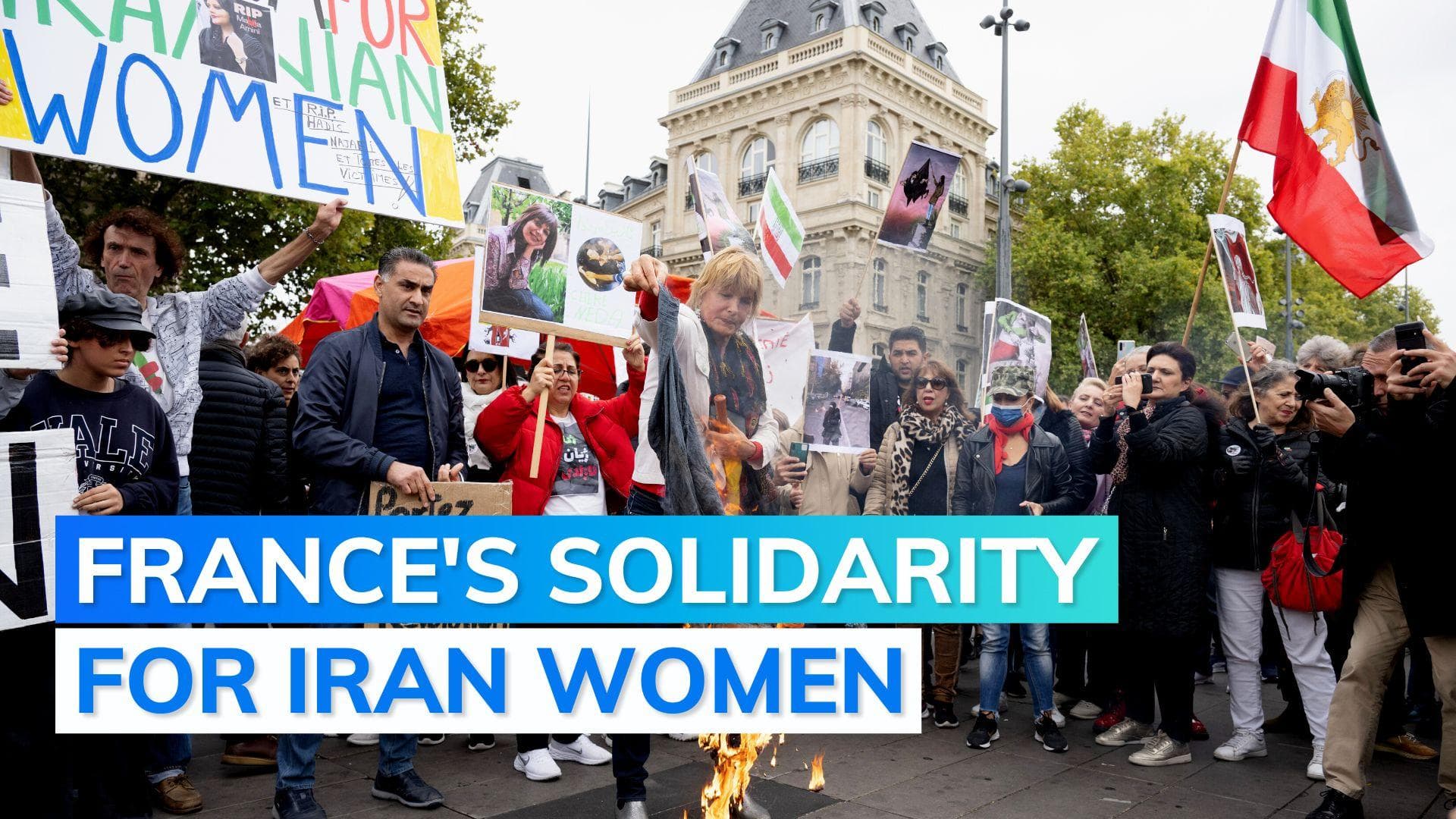Parisians chop off hair to show support for Iranian women's protest