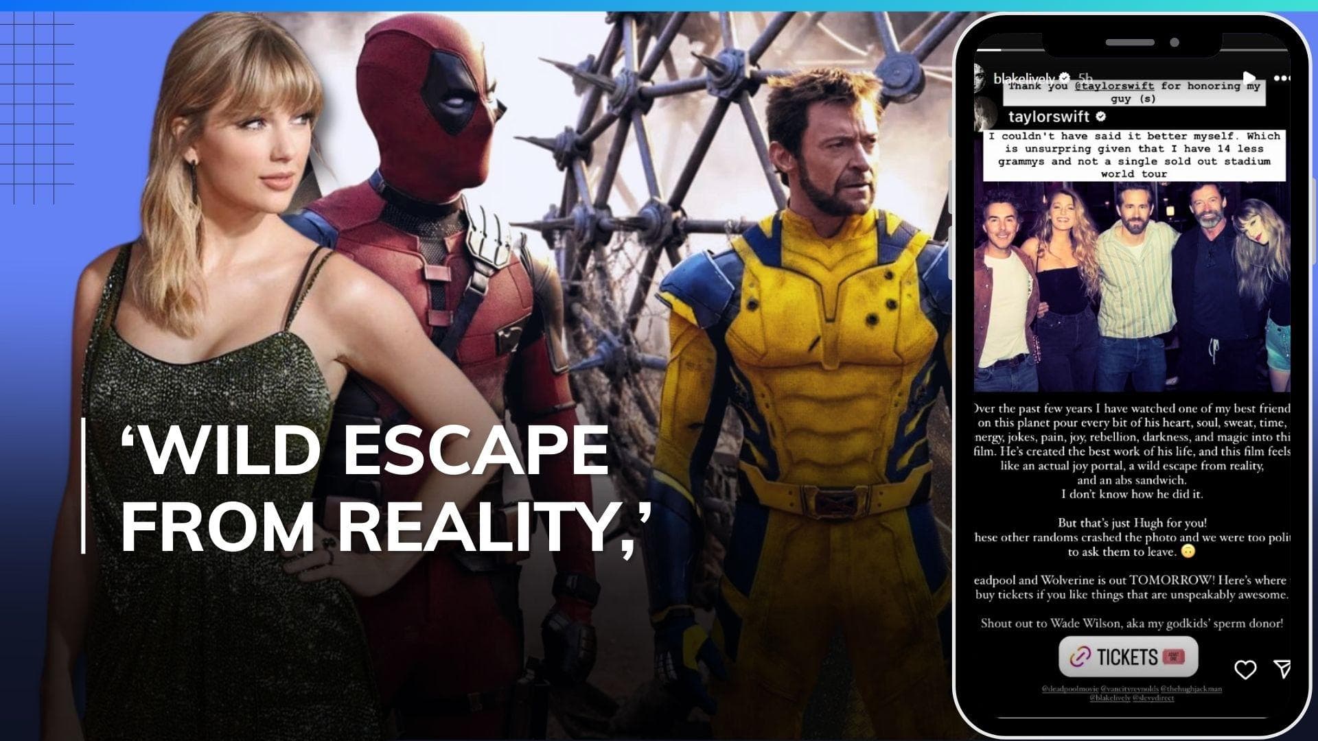 ‘Deadpool & Wolverine’: Taylor Swift lauds Ryan Reynolds, Hugh Jackman; calls film 'unspeakably awesome'