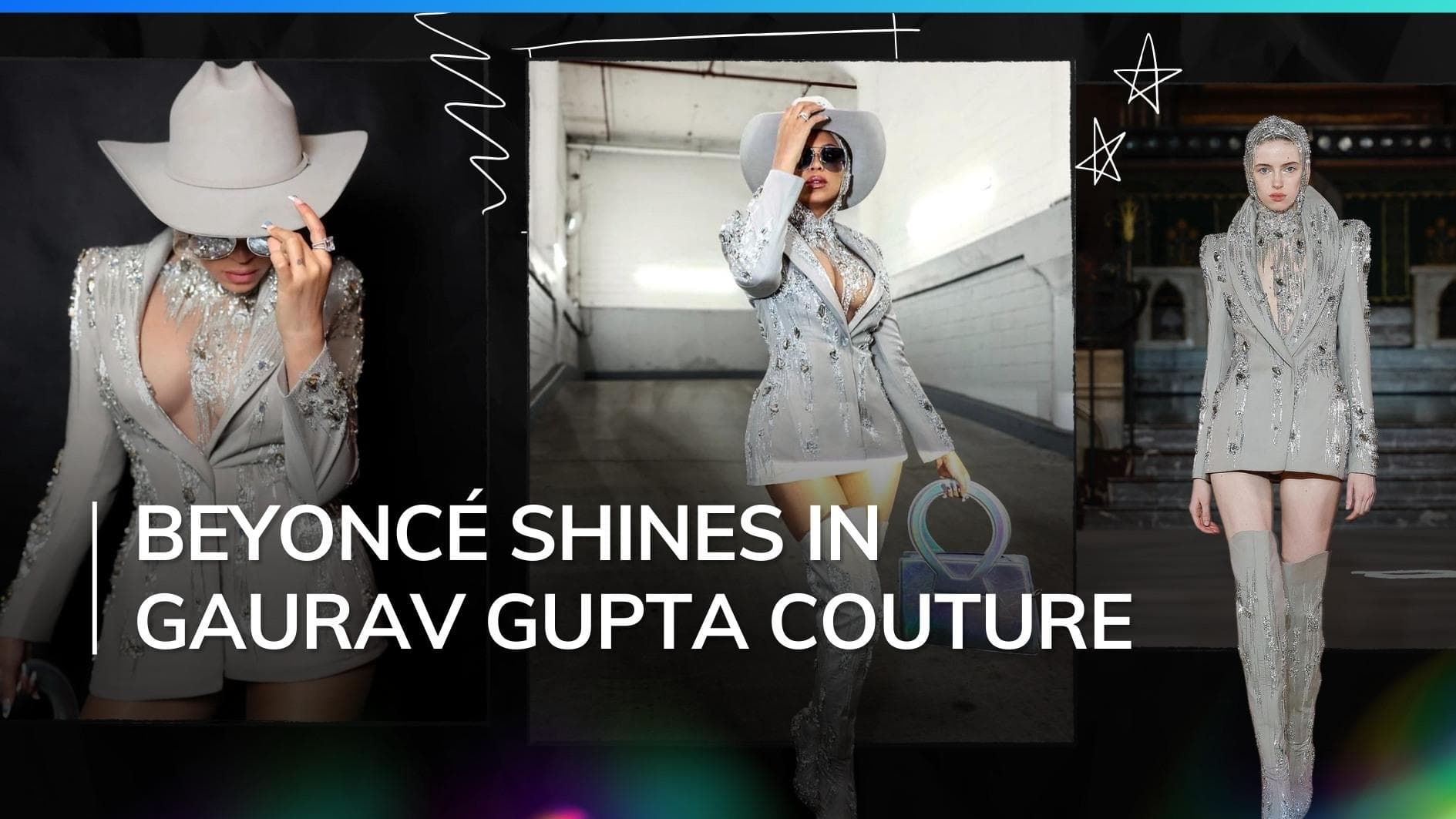 Beyoncé graces NYFW in Gaurav Gupta Couture galaxy crystal ensemble from 'Aarohanam' collection