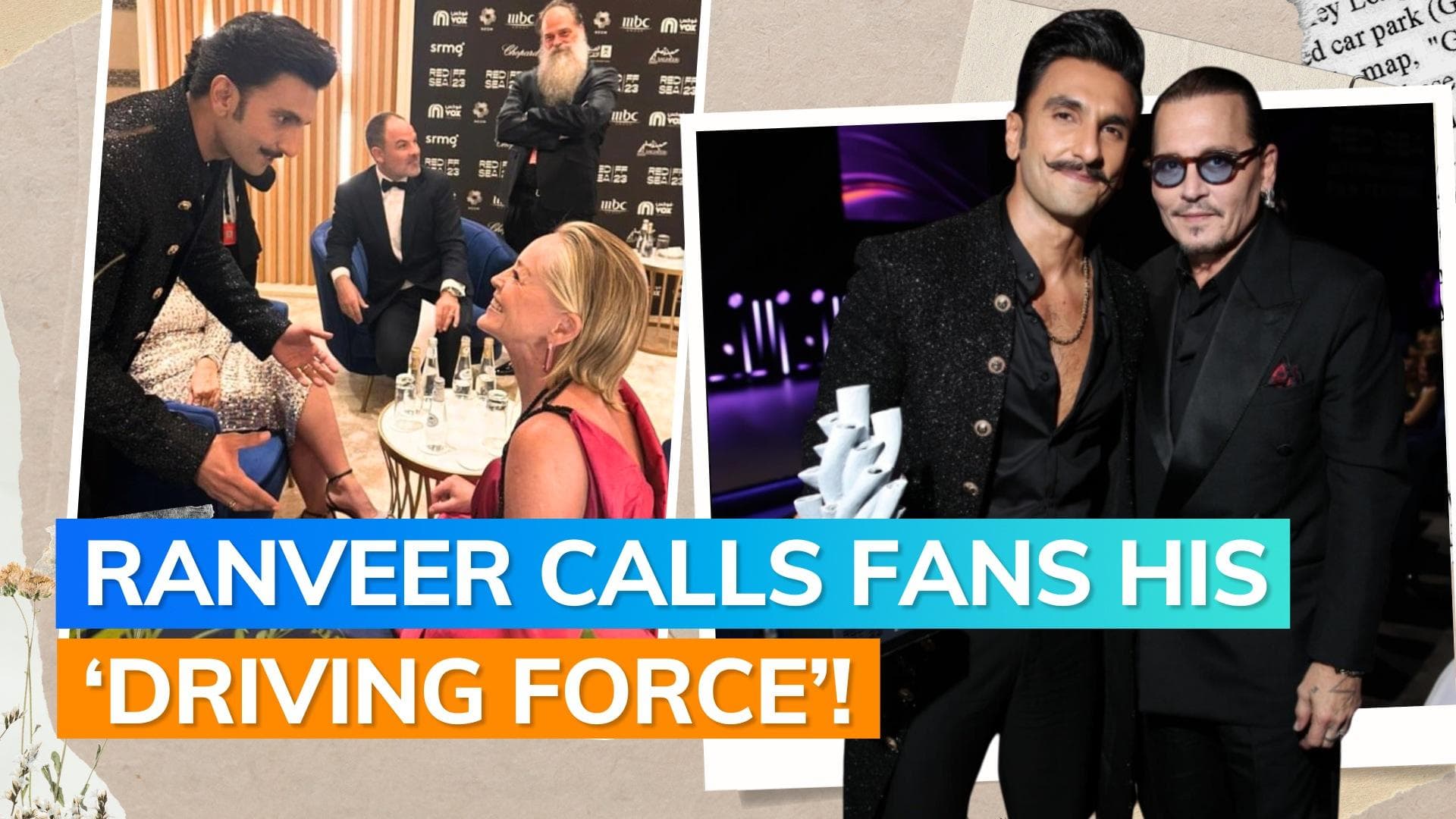 Ranveer Singh receives The Red Sea: Honoree Award from Sharon Stone; poses with Johnny Depp