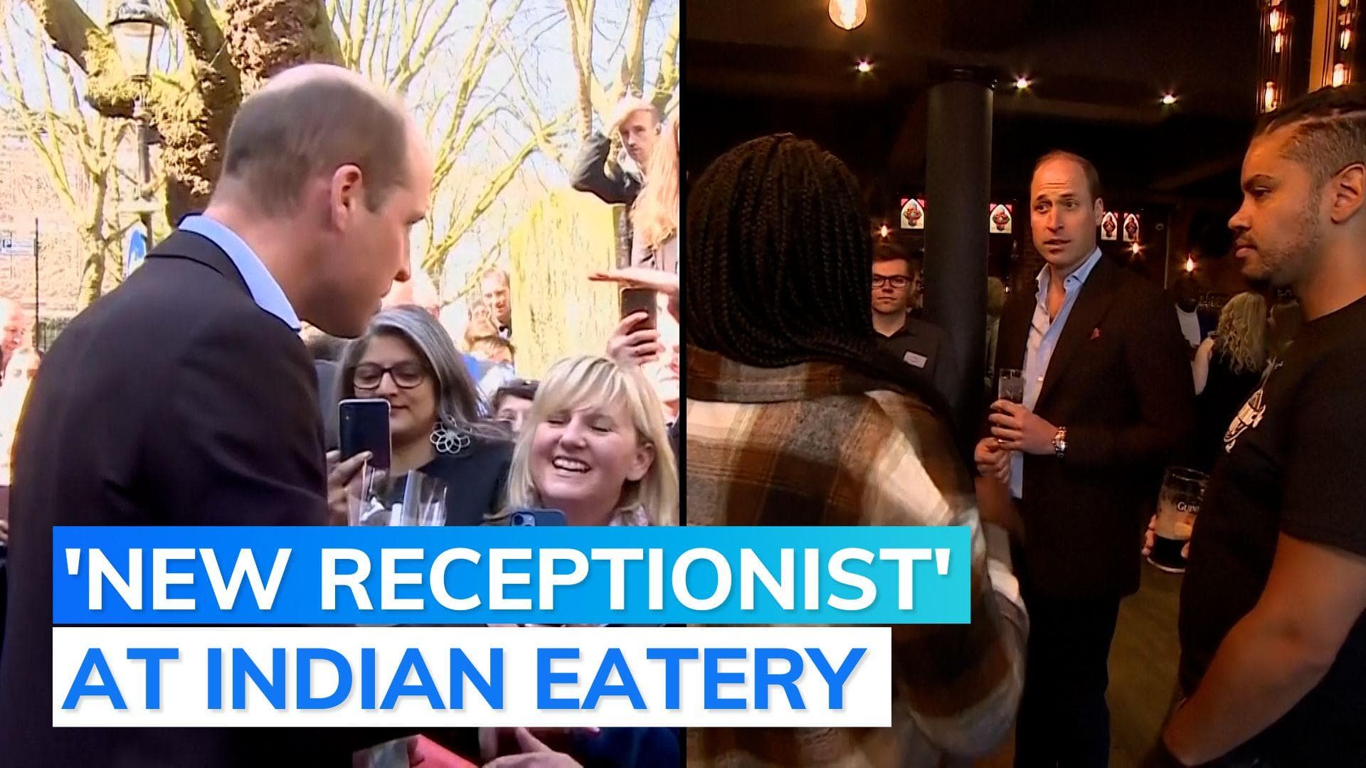 Prince William helps at Indian restaurant, prepares food, takes reservations on phone