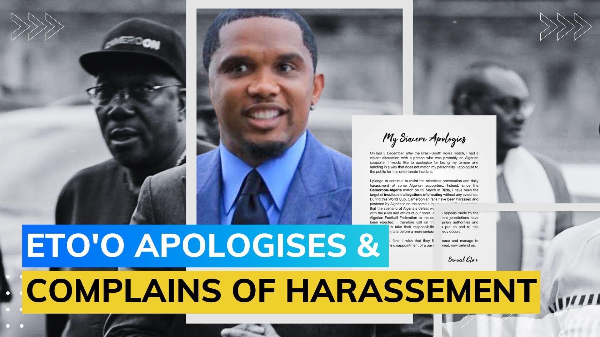 FIFA World Cup 2022: Cameroon football chief Samuel Eto'o apologises for violent altercation