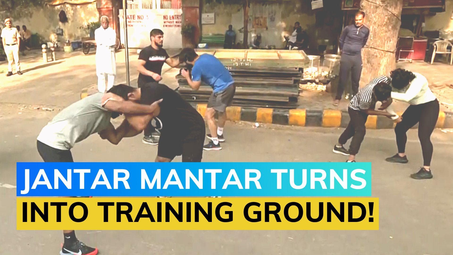 WATCH: Wrestlers hold training session at protest site