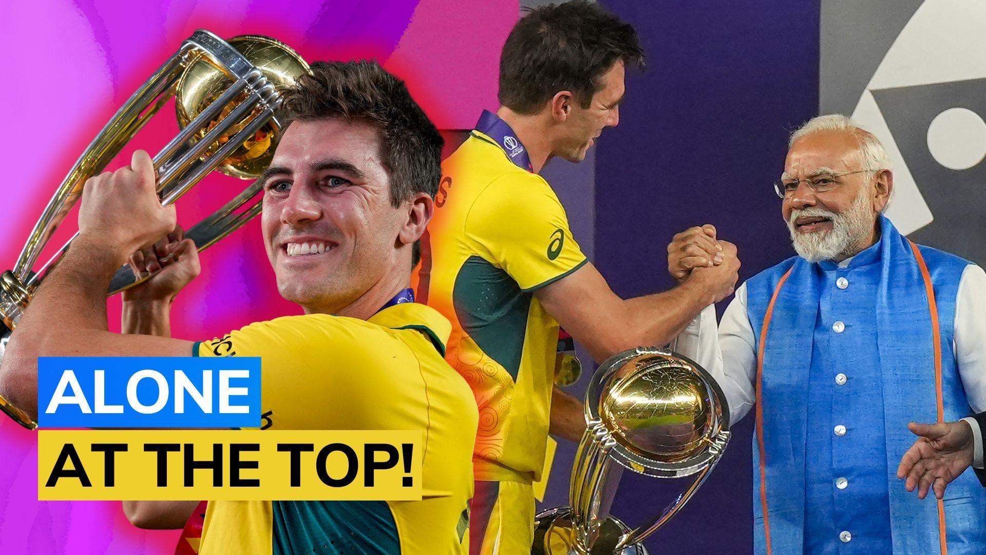 Watch! Pat Cummins endures long wait to share trophy with Australia teammates | Cricket World Cup final