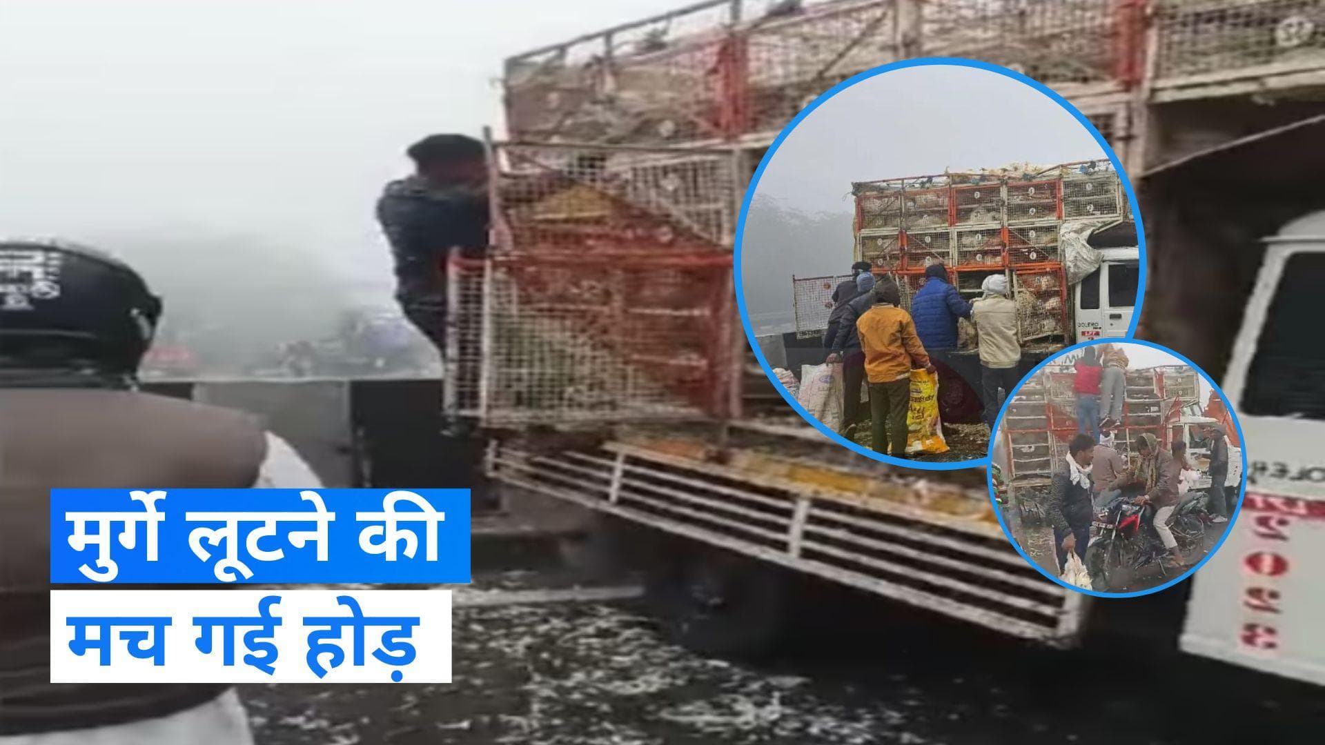 Agra Accident: आगरा नेशनल हाईवे पर हादसे के बाद लोगों ने लूटे मुर्गे, देखें वीडियो