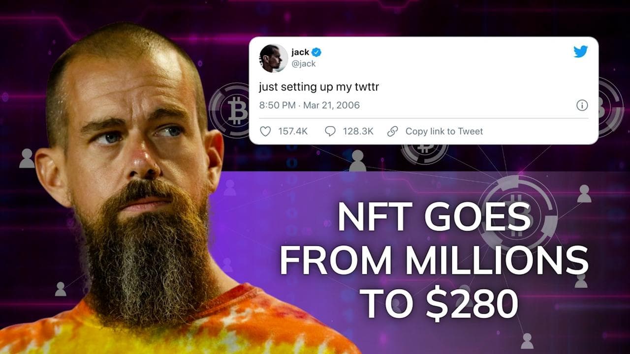 Jack Dorsey's first tweet NFT value dropped from $2.9 million to just $280