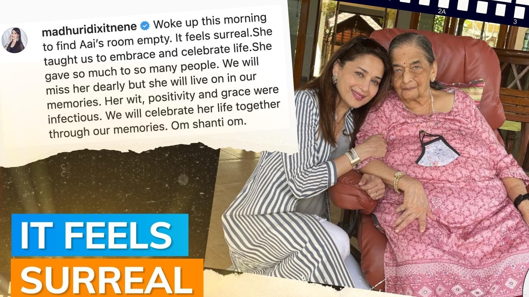 Madhuri Dixit shares note a day after mother Snehalata Dixit’s death: ‘Woke up to find Aai’s room empty’