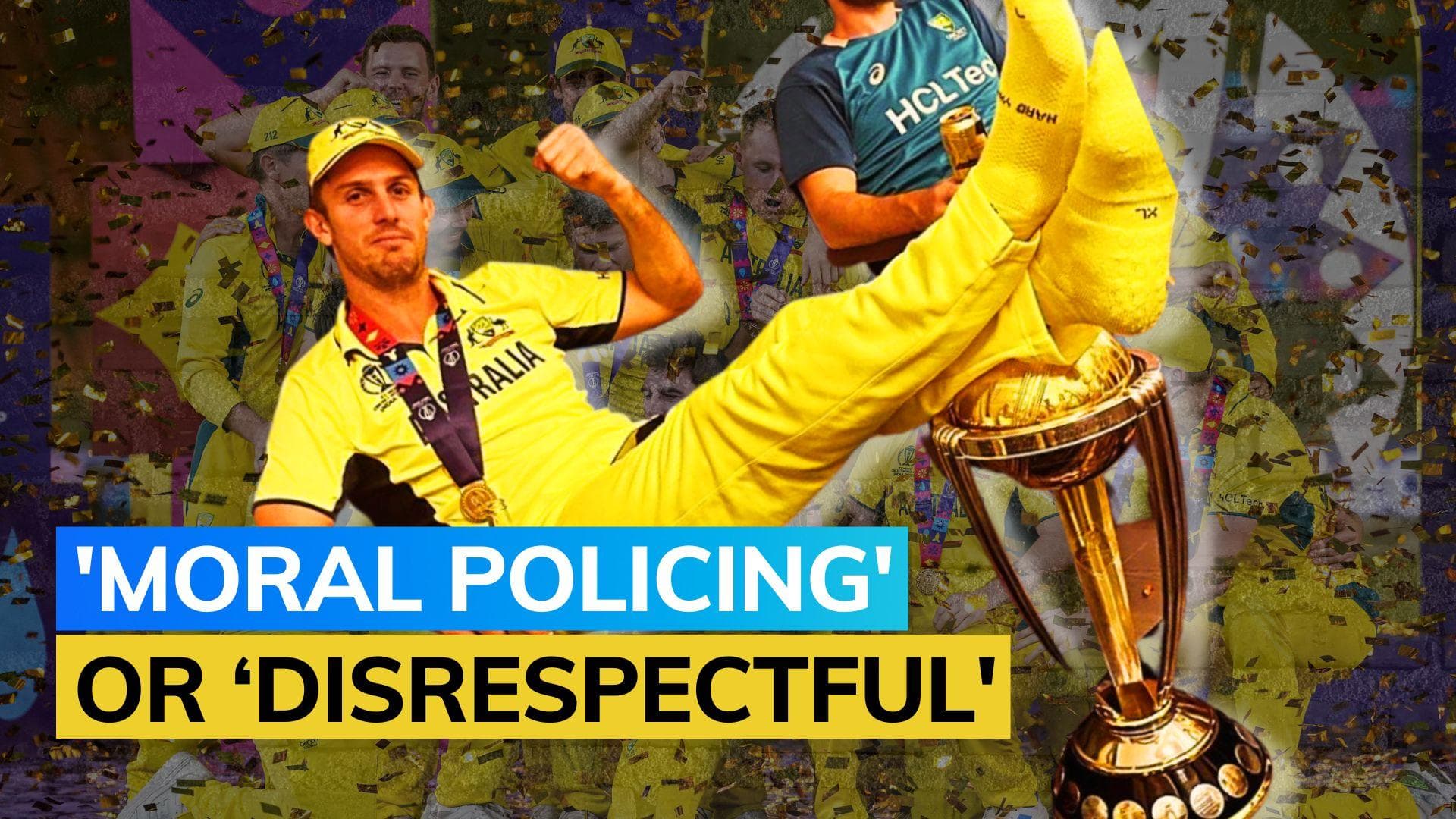 Mitchell Marsh sparks social media debate with post-win photo; legs-on-World-Cup trophy image goes viral