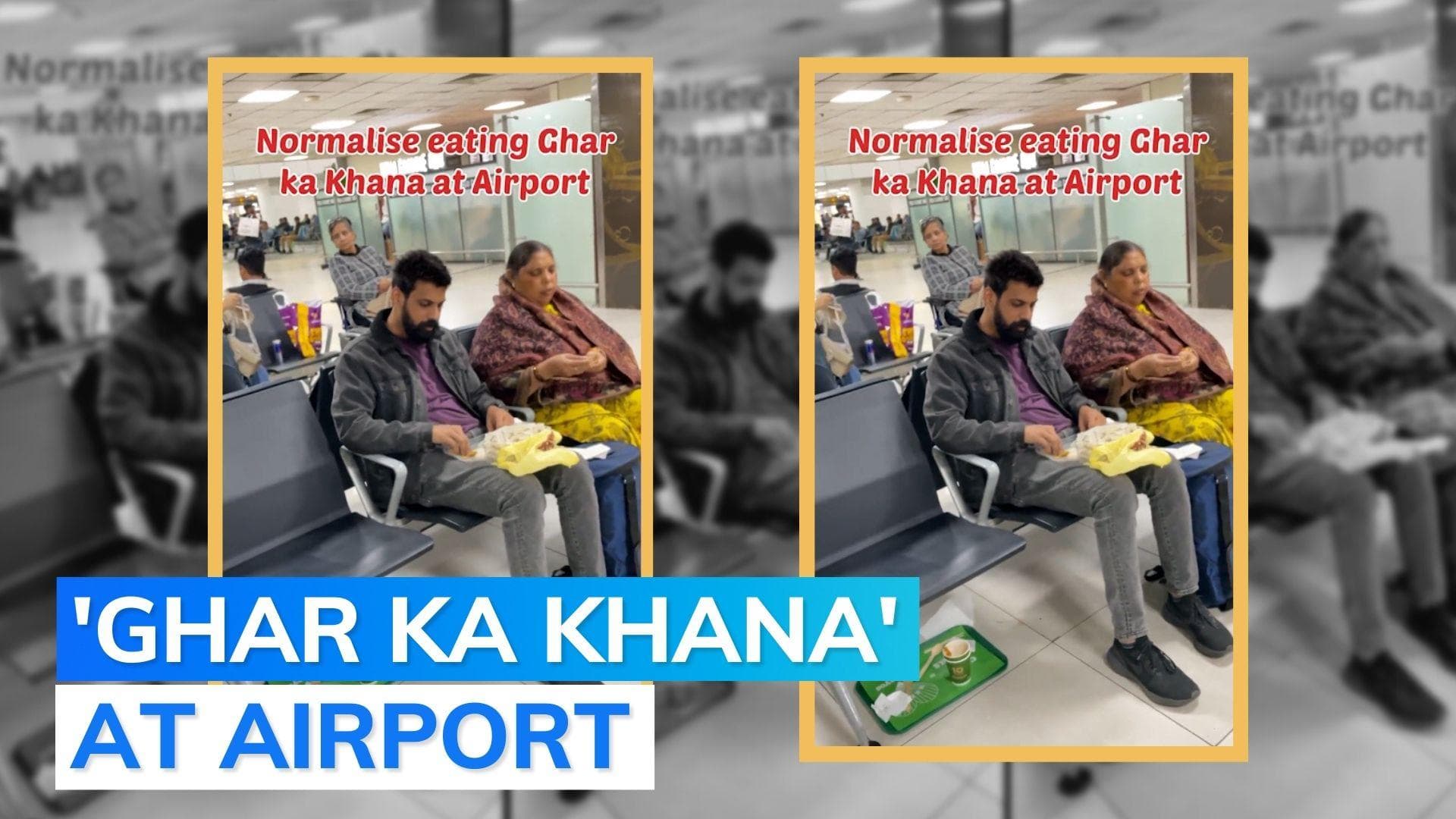 Watch: man eats 'aloo paratha' at airport to normalise carrying home-cooked for air travel