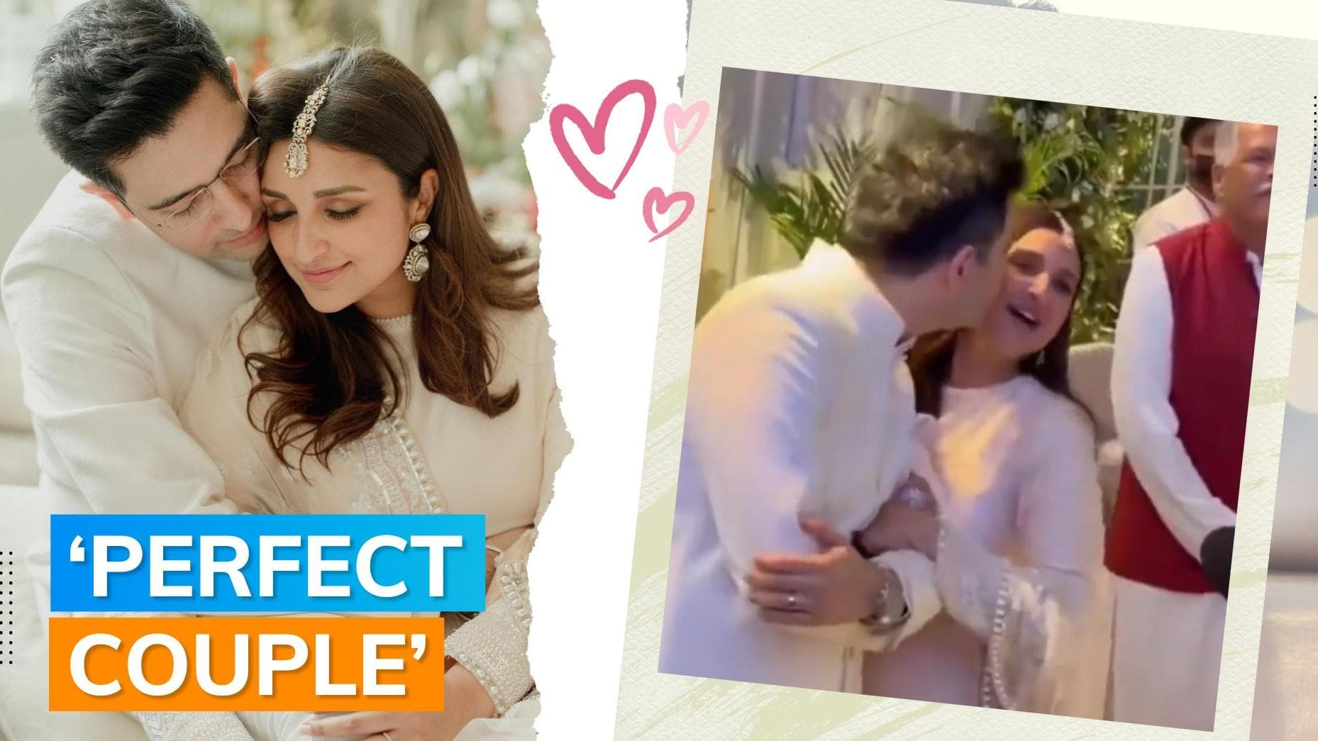 Raghav Chadha can't help but kiss Parineeti Chopra after their engagement. Watch this cute video: