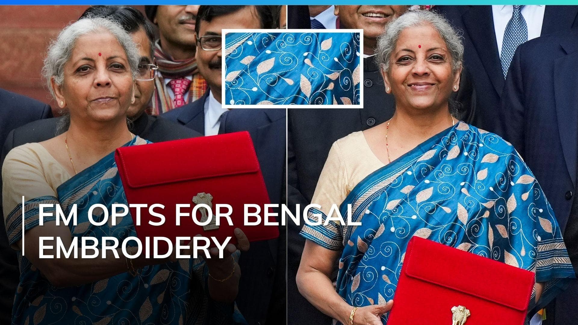 FM Sitharaman wears a teal kantha stitch saree this budget session, know all about this Bengal handicraft