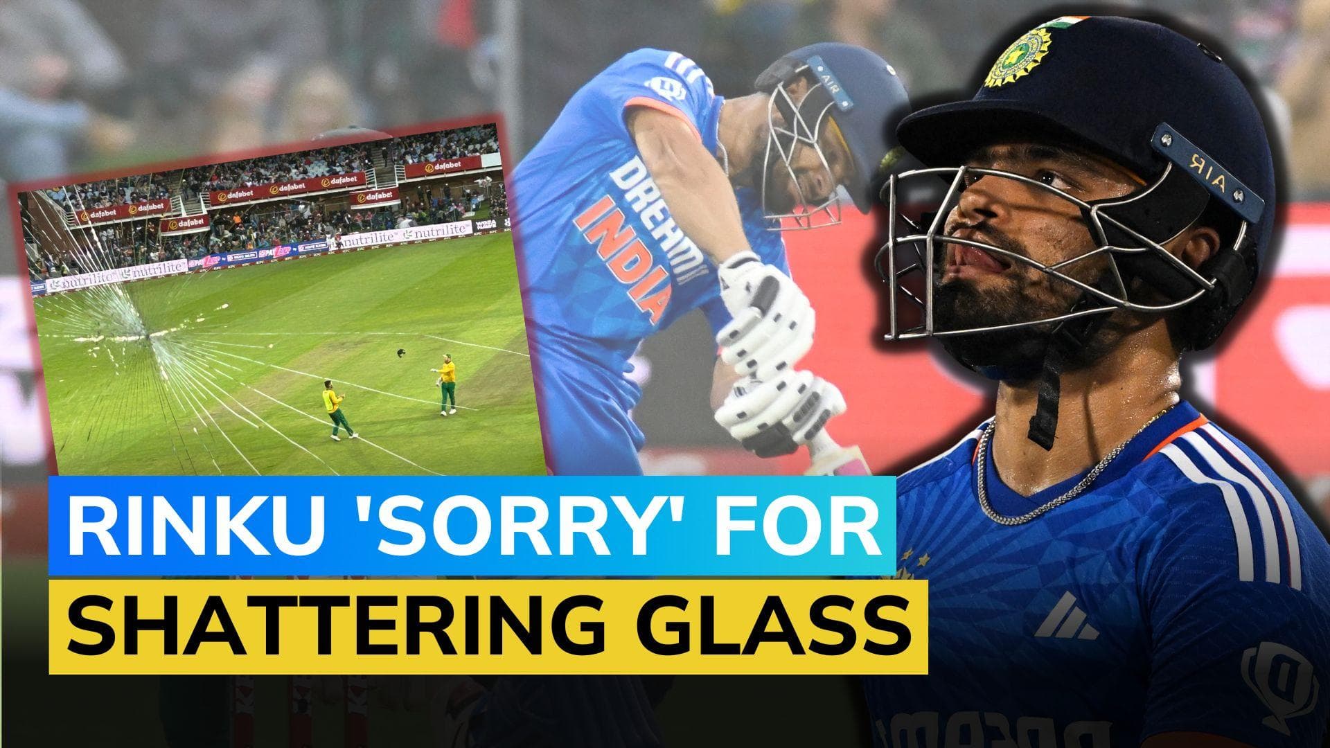WATCH: Rinku Singh reacts after breaking the media box glass during IND vs SA 2nd T20I