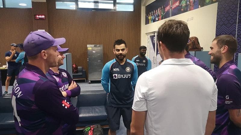 T20 World Cup 2021: Virat Kohli, Rohit Sharma visit Scotland dressing room after win