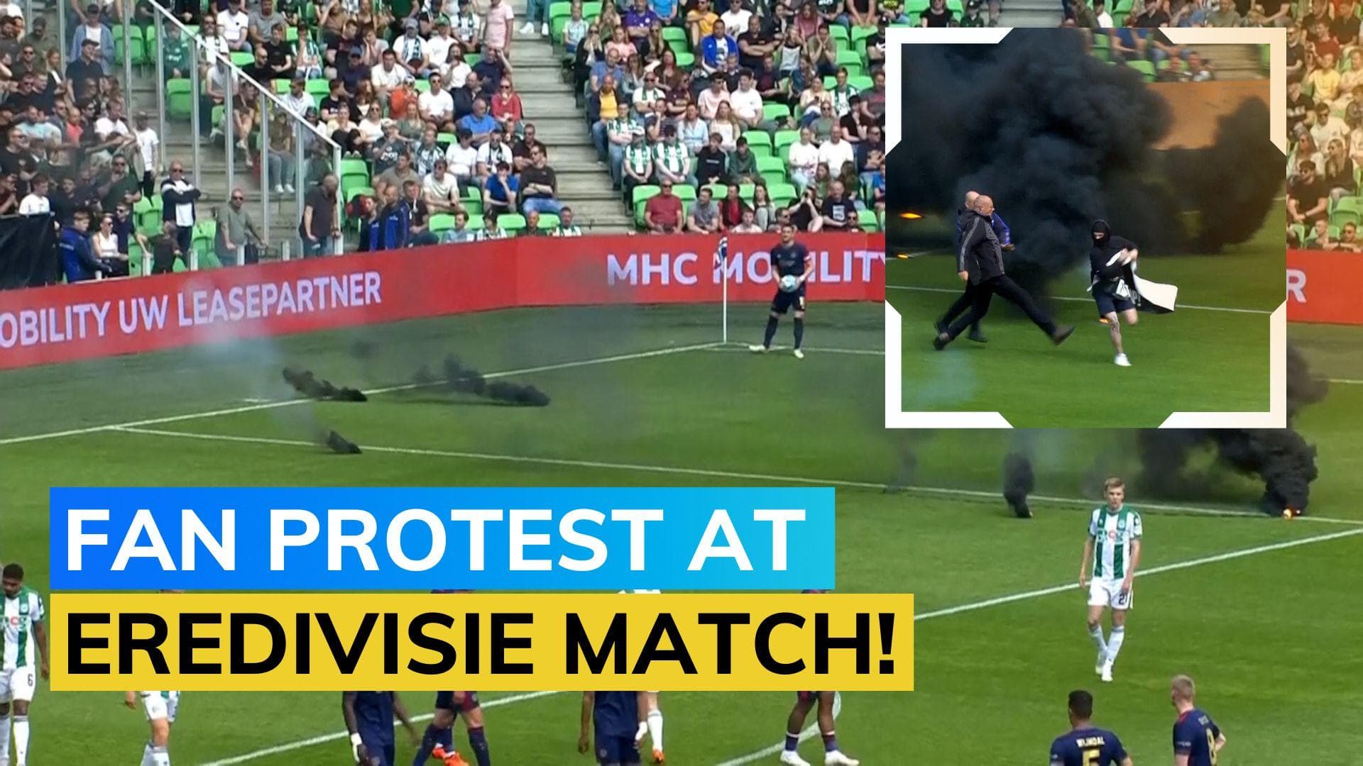 WATCH! Groningen fans throw smoke bombs and invade pitch in protest of first relegation in 25 years
