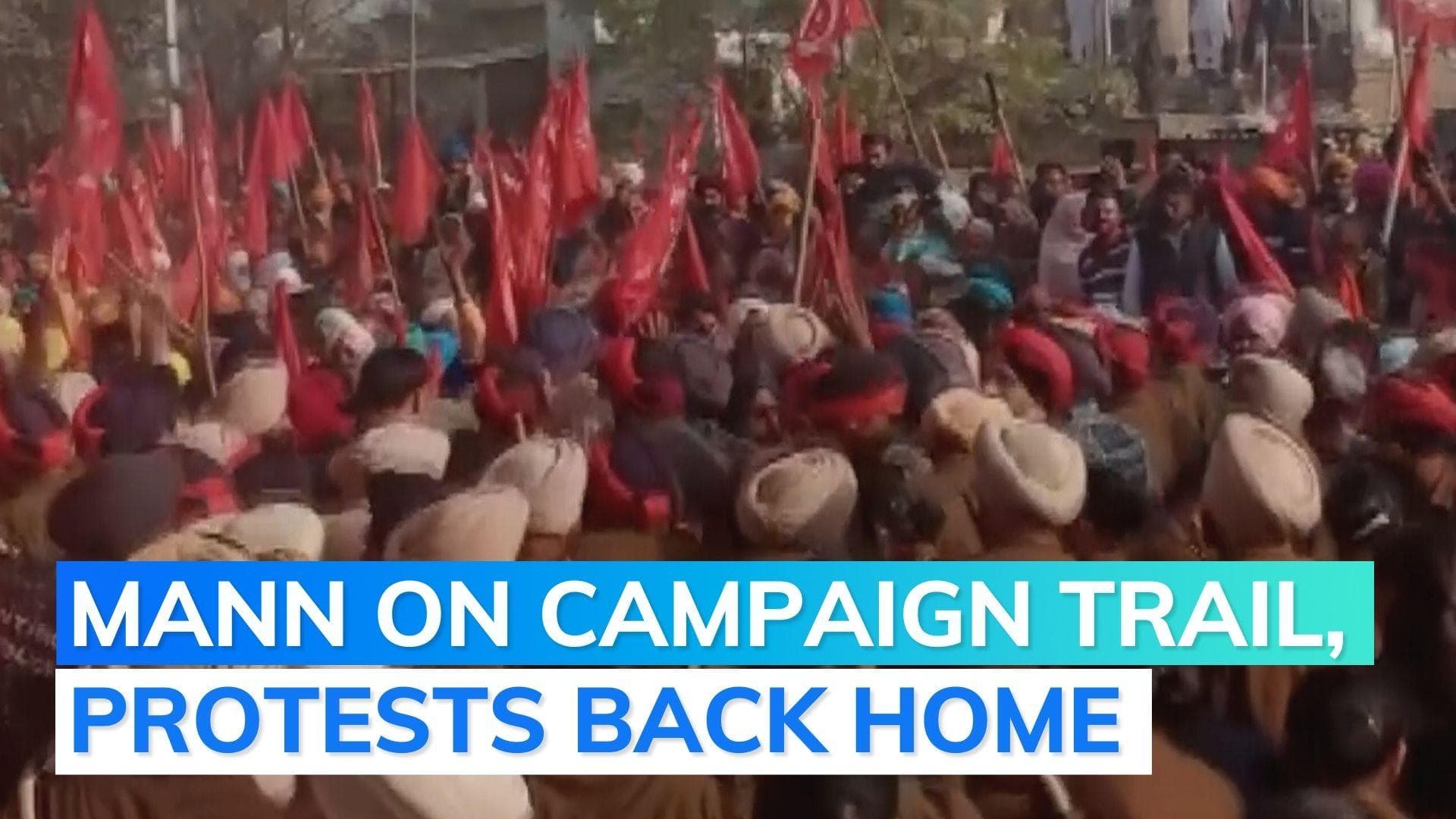 Massive protest by farmers outside Punjab CM Bhagwant Mann's house 