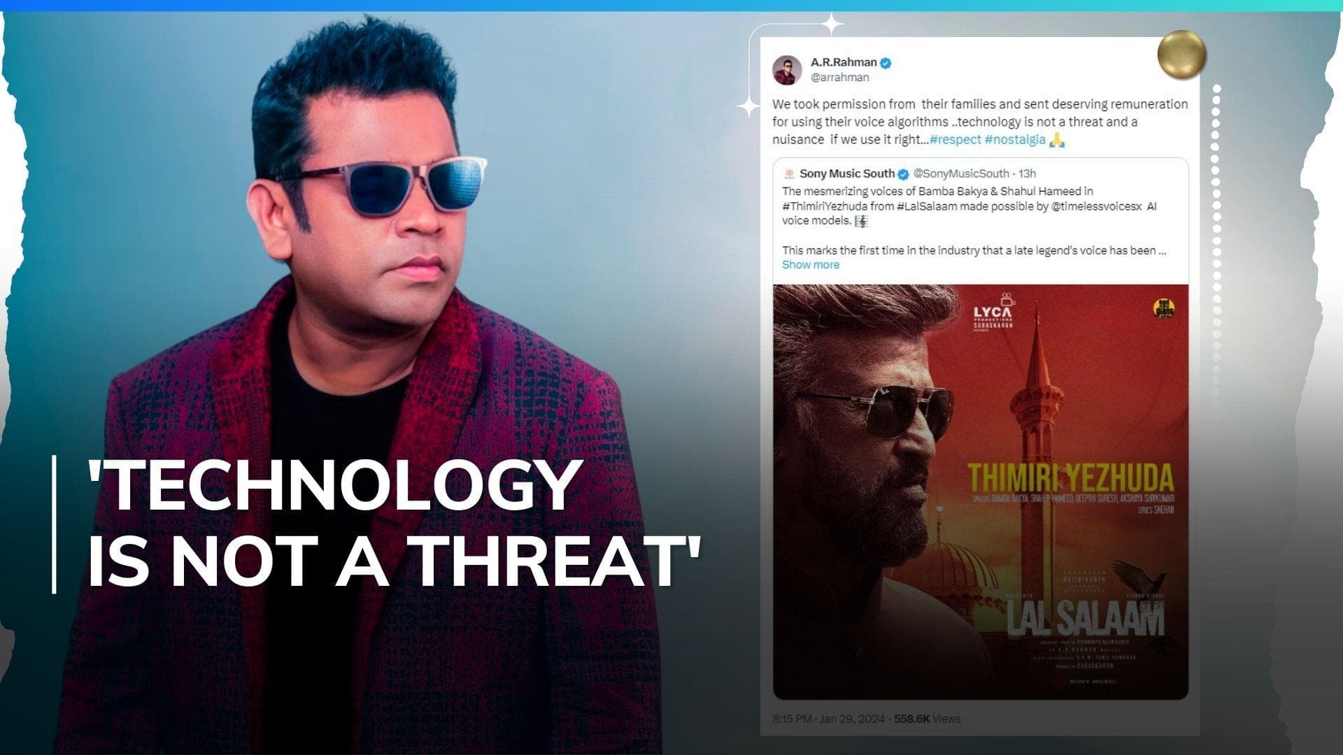 ‘Lal Salaam’: Fans react as AR Rahman uses AI to recreate voices of late singers 