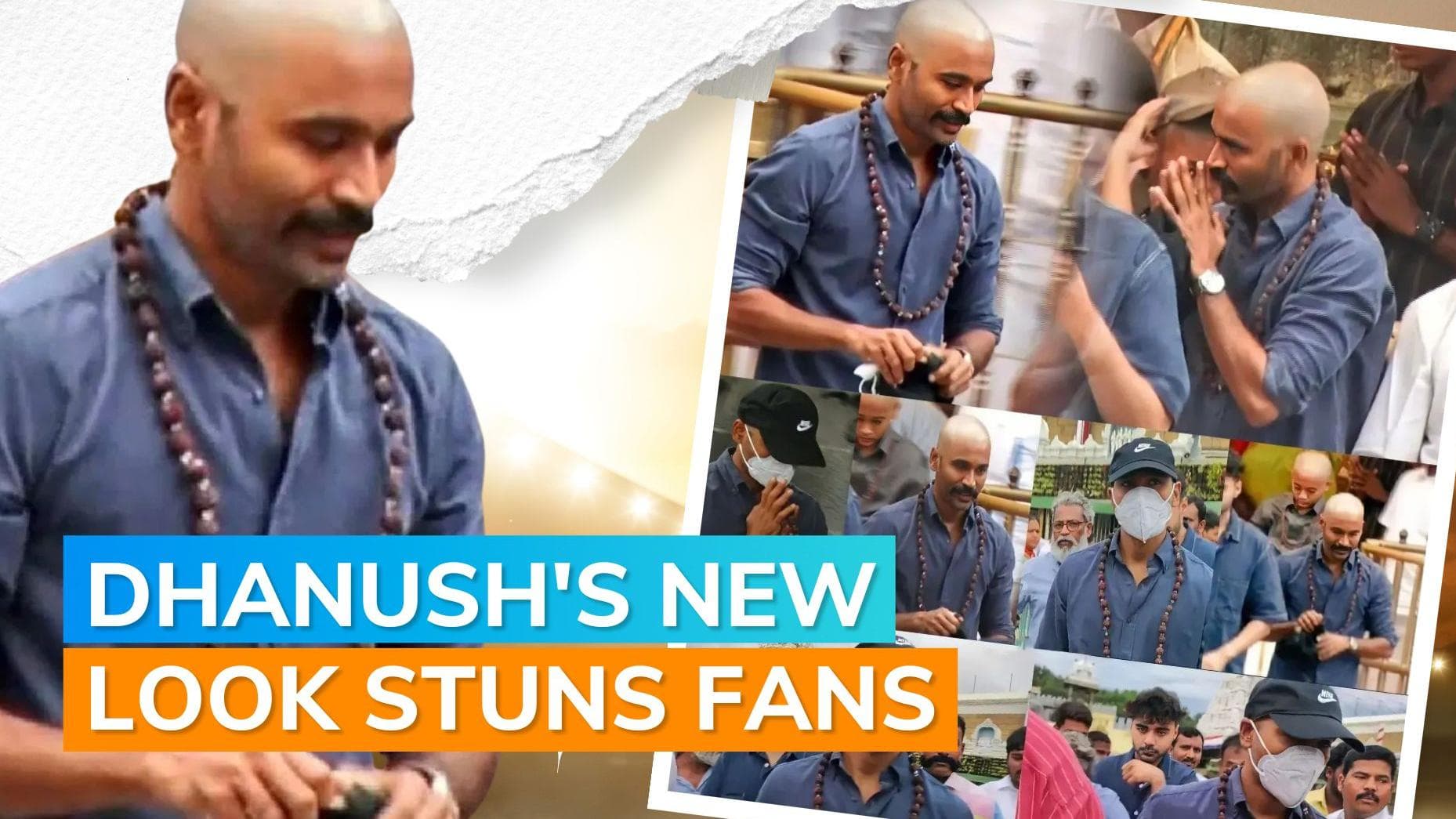 Dhanush visits Tirupati temple with sons Yatra and Linga; surprises fans with clean shaven head