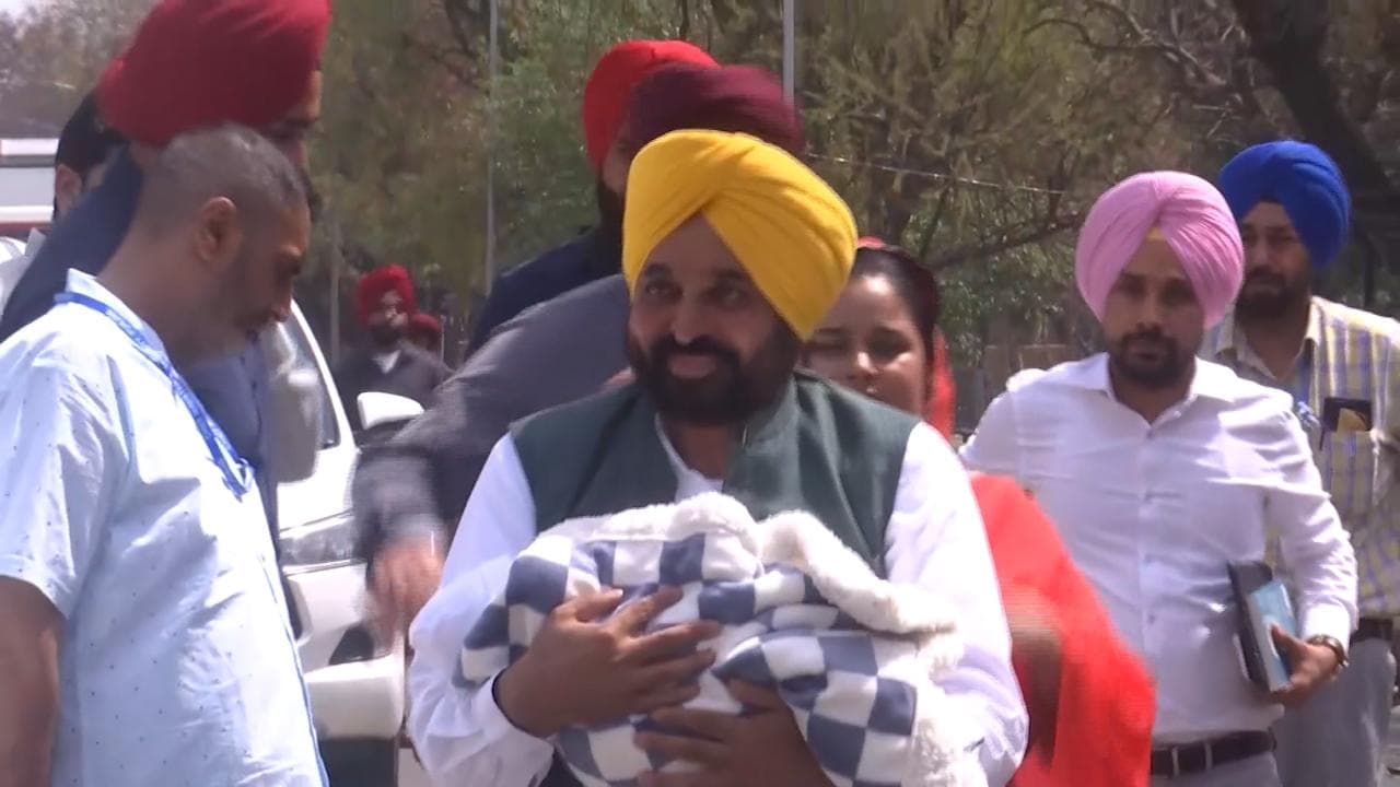 Punjab CM brings newborn daughter home, names her Niyamat Kaur Mann