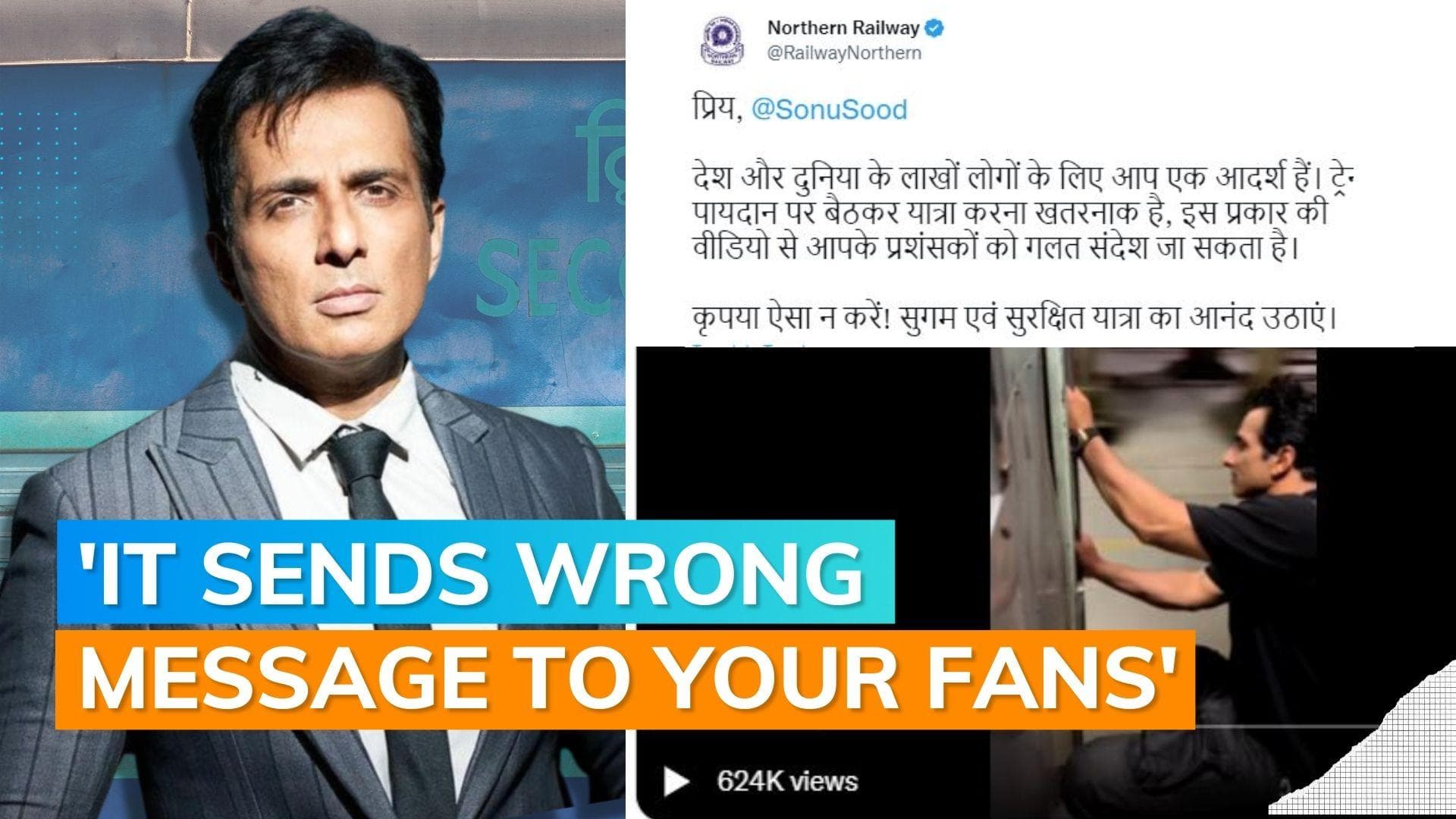 Railway officials slam Sonu Sood for standing on moving train's footboard