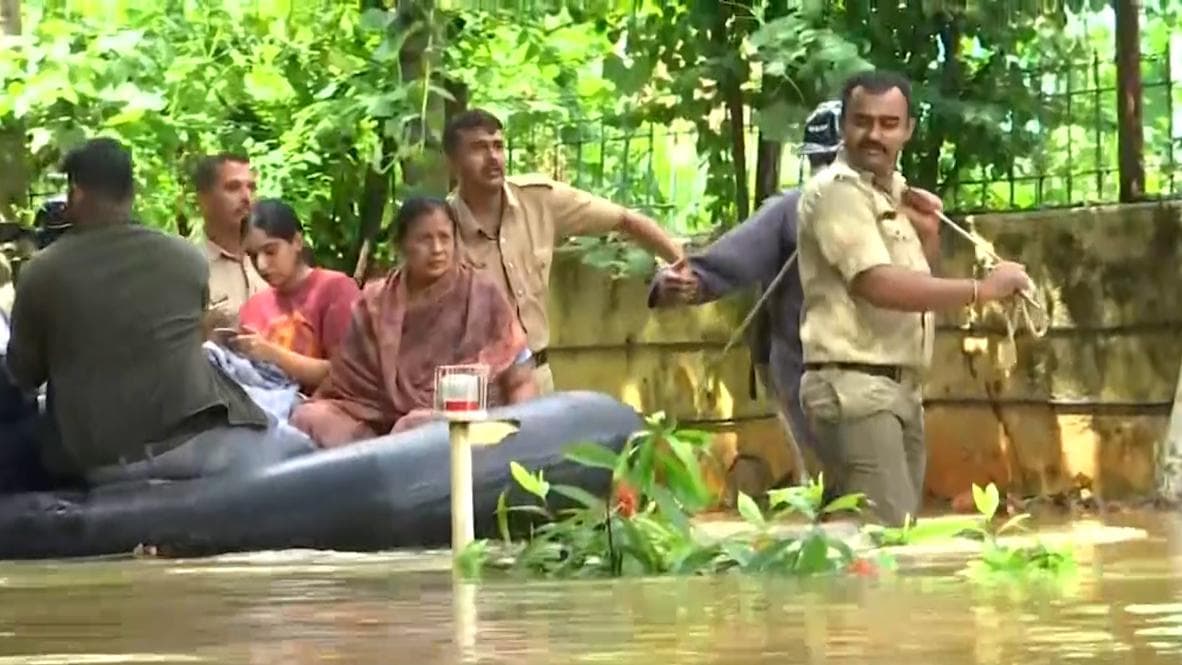 Watch: Boats out in Bengaluru as flash floods turn roads into river