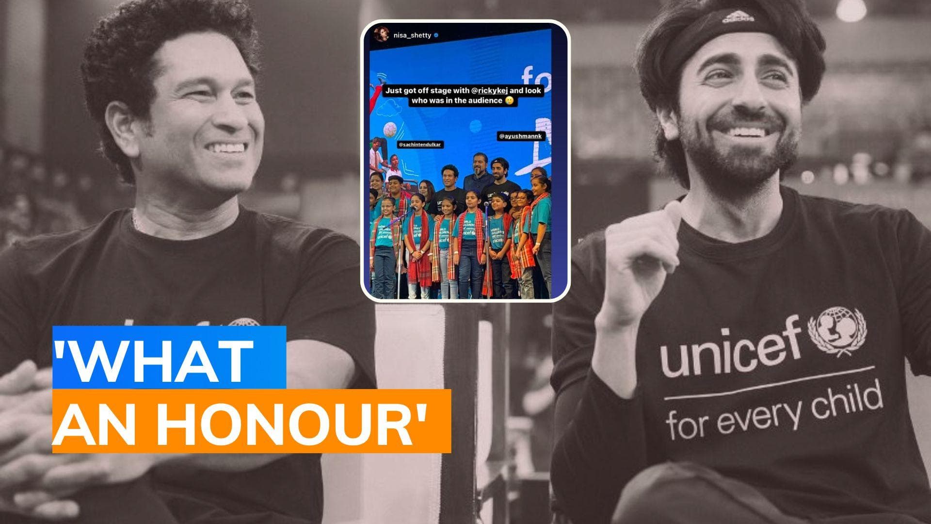 Ayushmann Khurrana plays football with Sachin Tendulkar for UNICEF on Children's Day, shares pictures