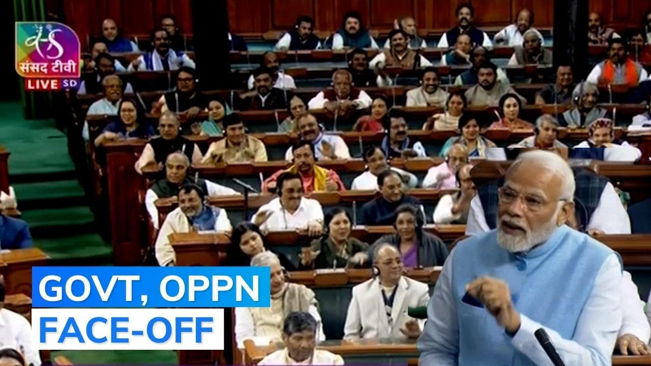 Watch: 'Modi, Modi vs Adani, Adani' chants during PM's reply to Motion of Thanks in Lok Sabha 