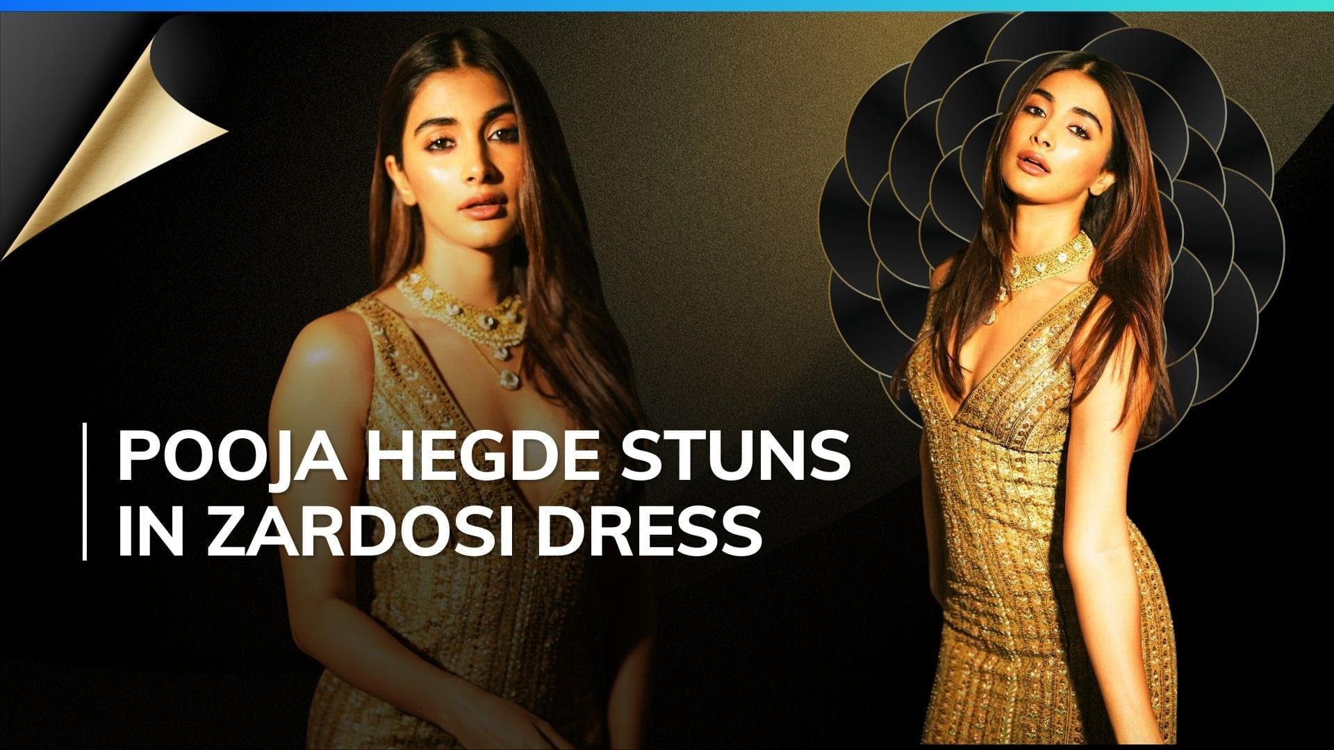 Pooja Hegde is the true showstopper in a golden zardosi dress worth ₹ 2.5 lakh. Seen yet?