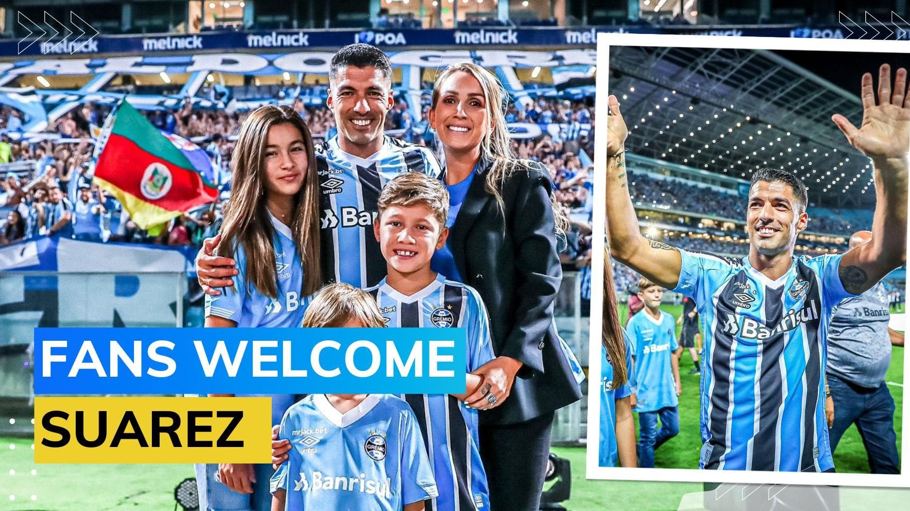 WATCH: Luis Suarez gets rousing welcome from 30,000 Gremio fans in Brazil