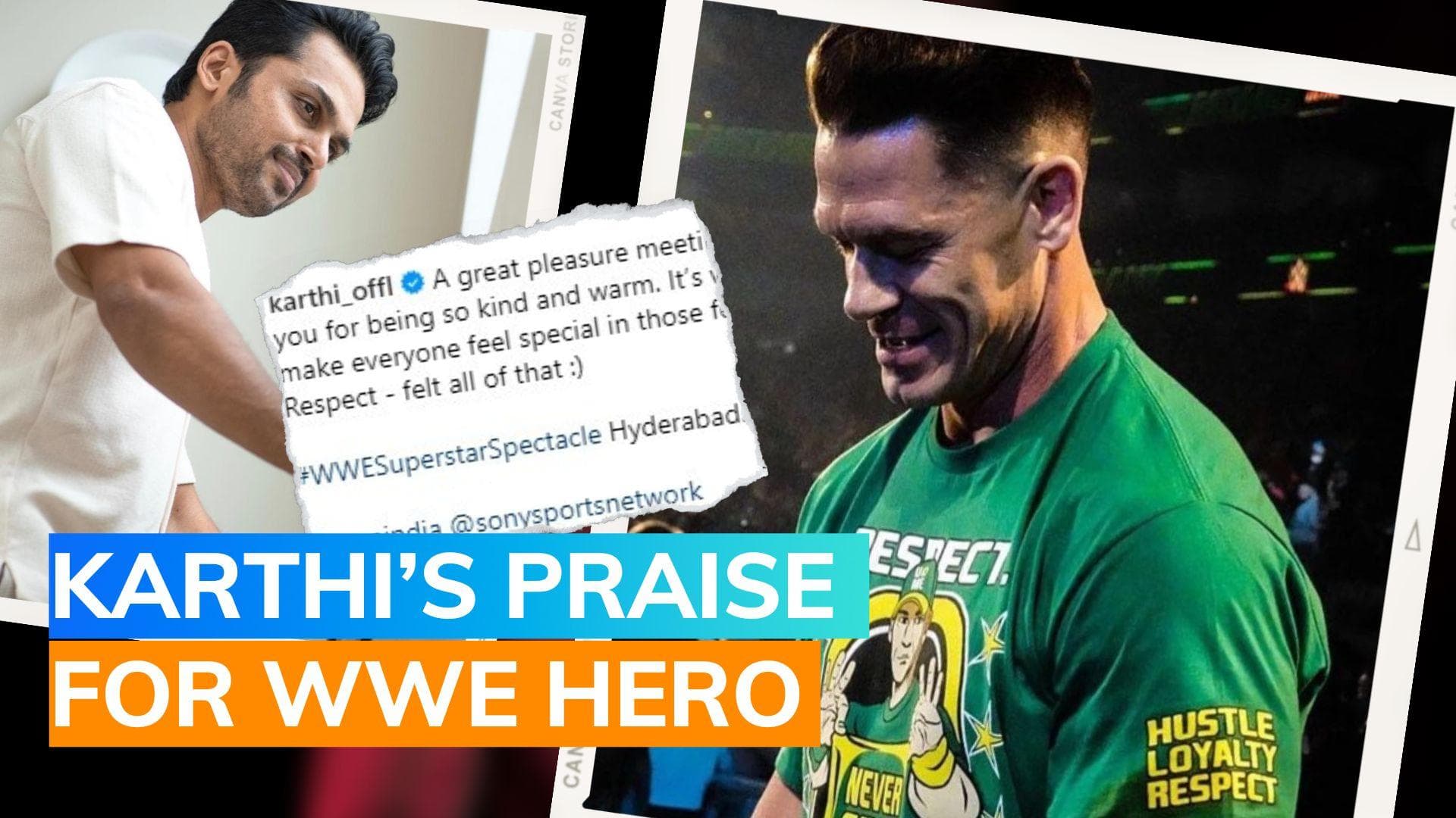Karthi shares pictures with 13-time WWE World Champion John Cena: ‘Hustle, Loyalty, Respect’