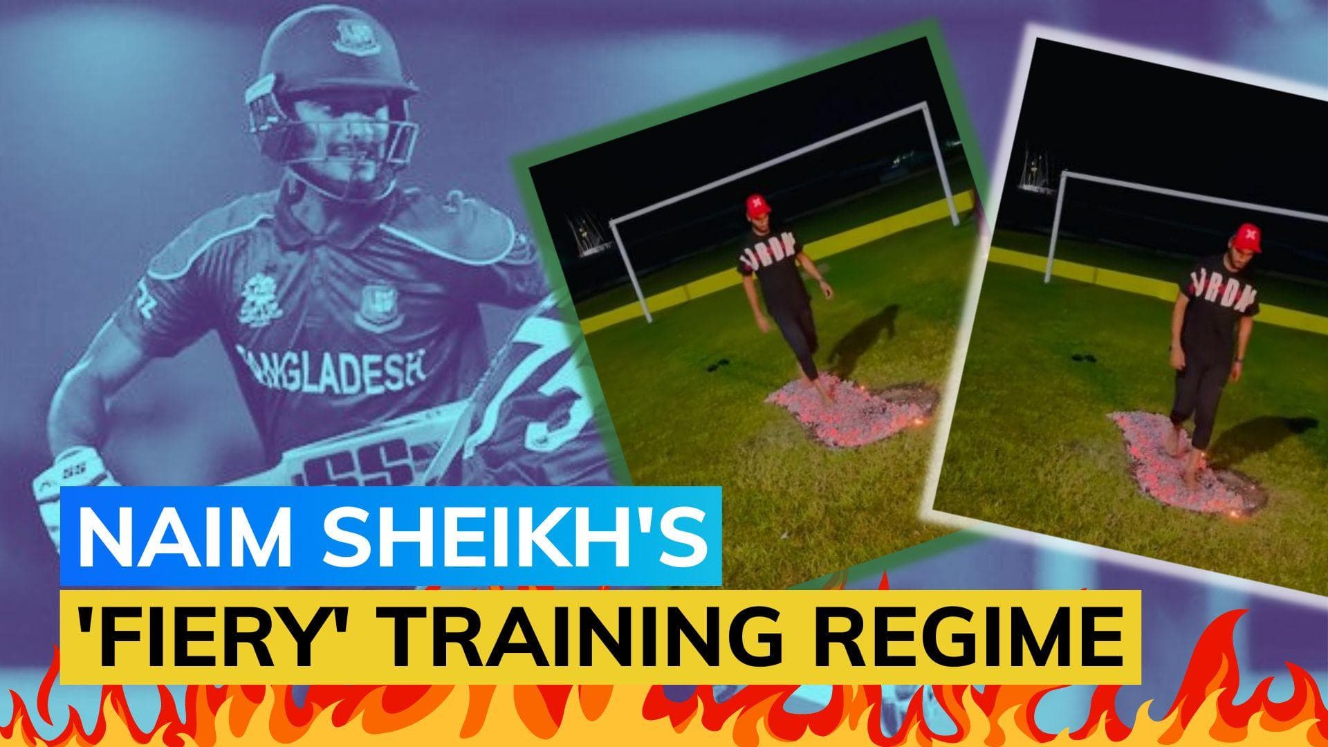 Bangladesh cricketer Mohd Naim Sheikh walks on fire for 'mind training' ahead of Asia Cup 2023