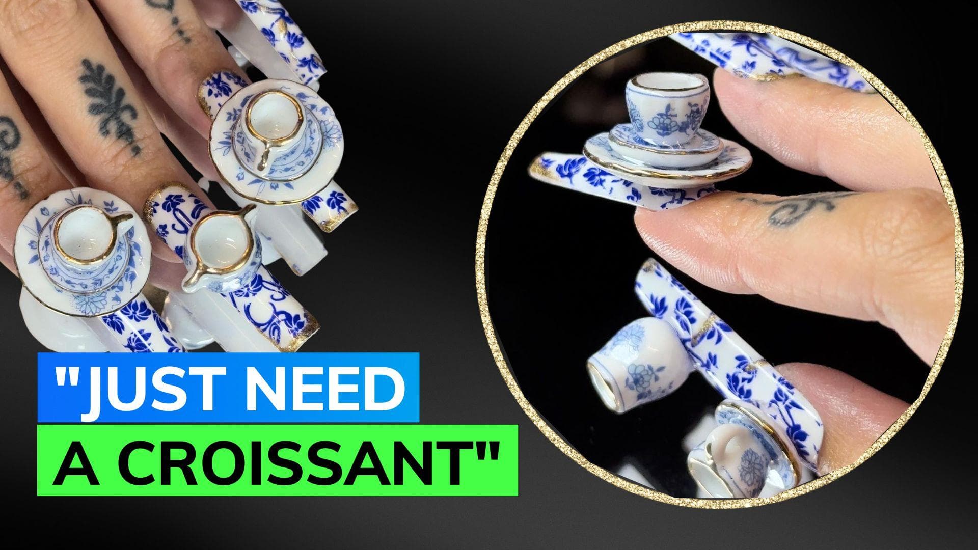 Tea set nail art joins the bizarre manicure trend, watch here!