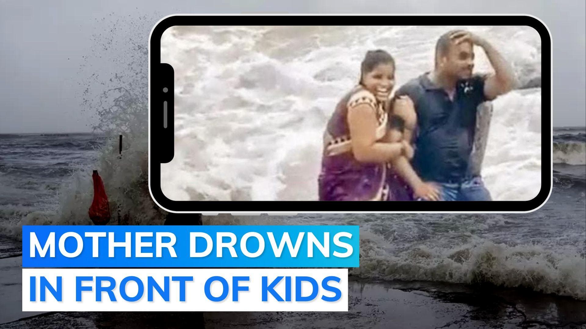 Caught on cam: woman getting clicked at Mumbai's Bandra swept away during high tide
